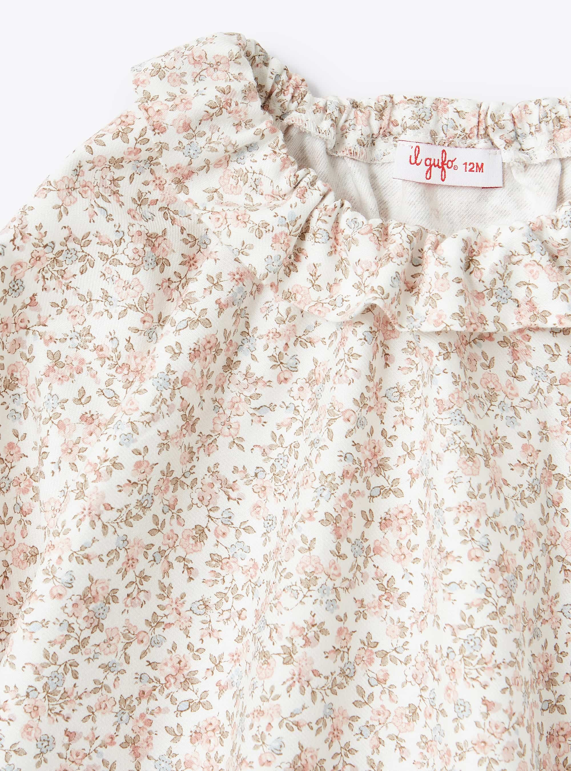 Блузка с цветочным узором и воротником-воланом - Роза | Il Gufo