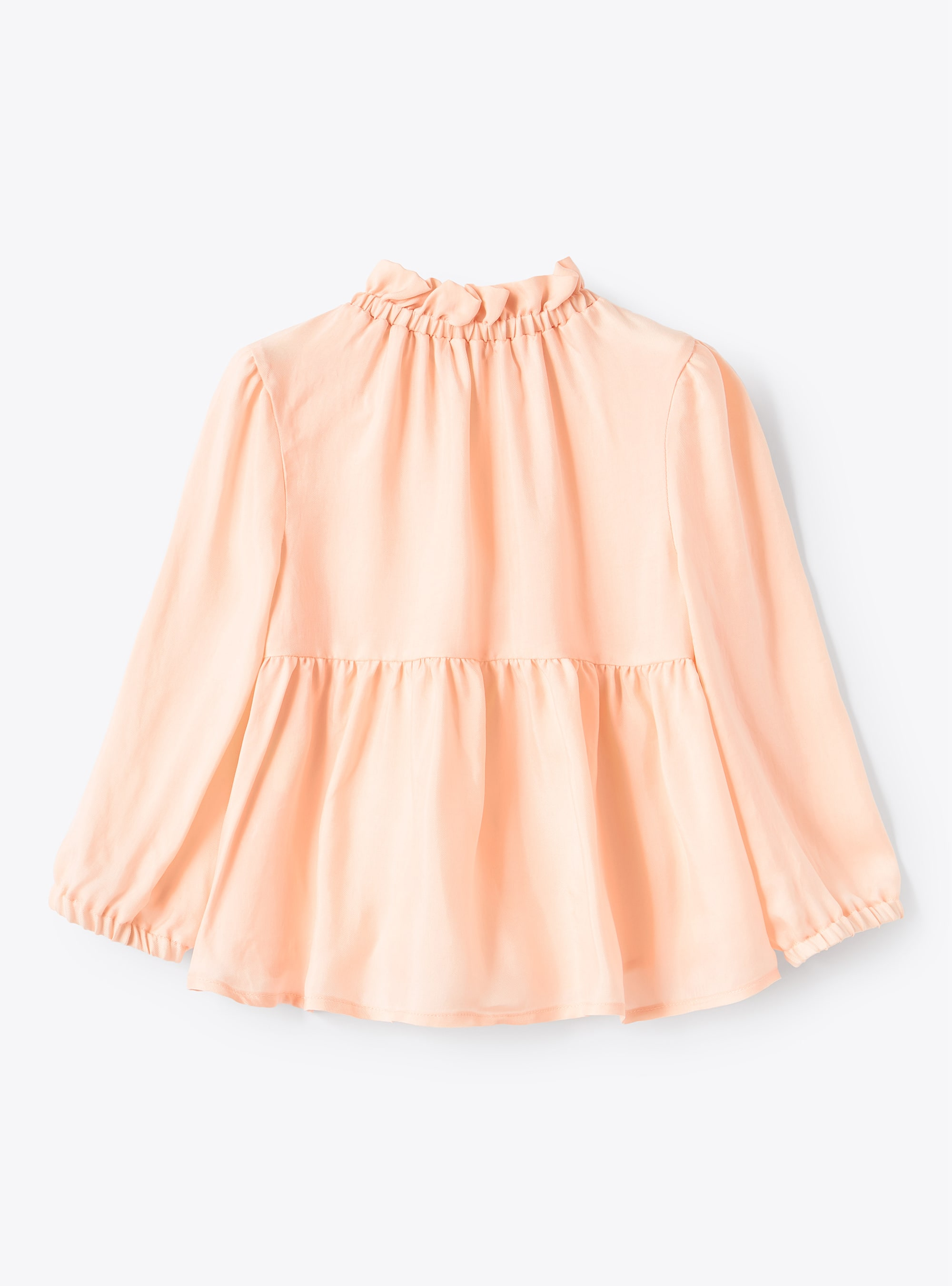 Розовая блузка из ткани купро с оборкой - Рубашки - Il Gufo