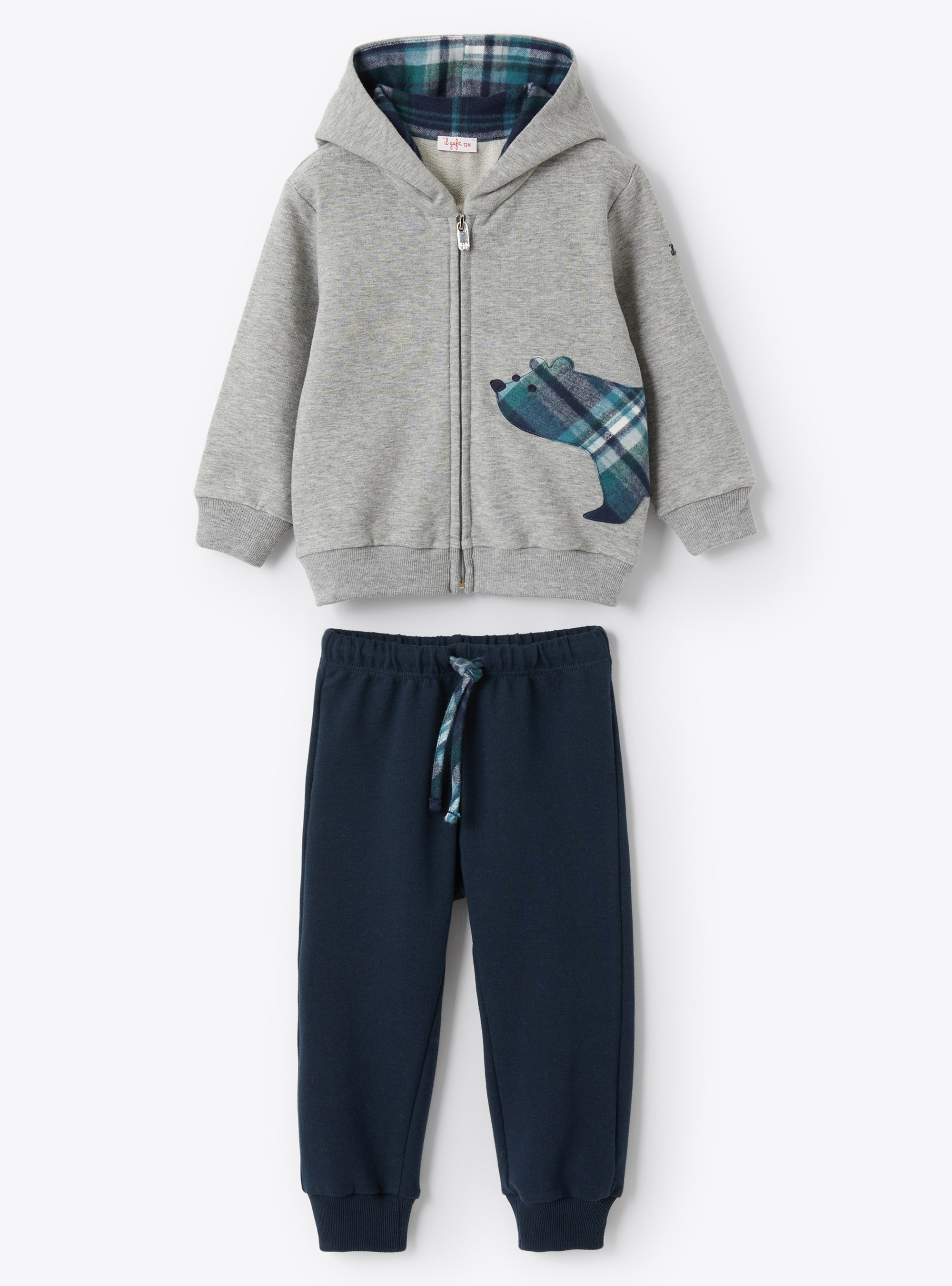 Flannel bear outfit - Grey | Il Gufo