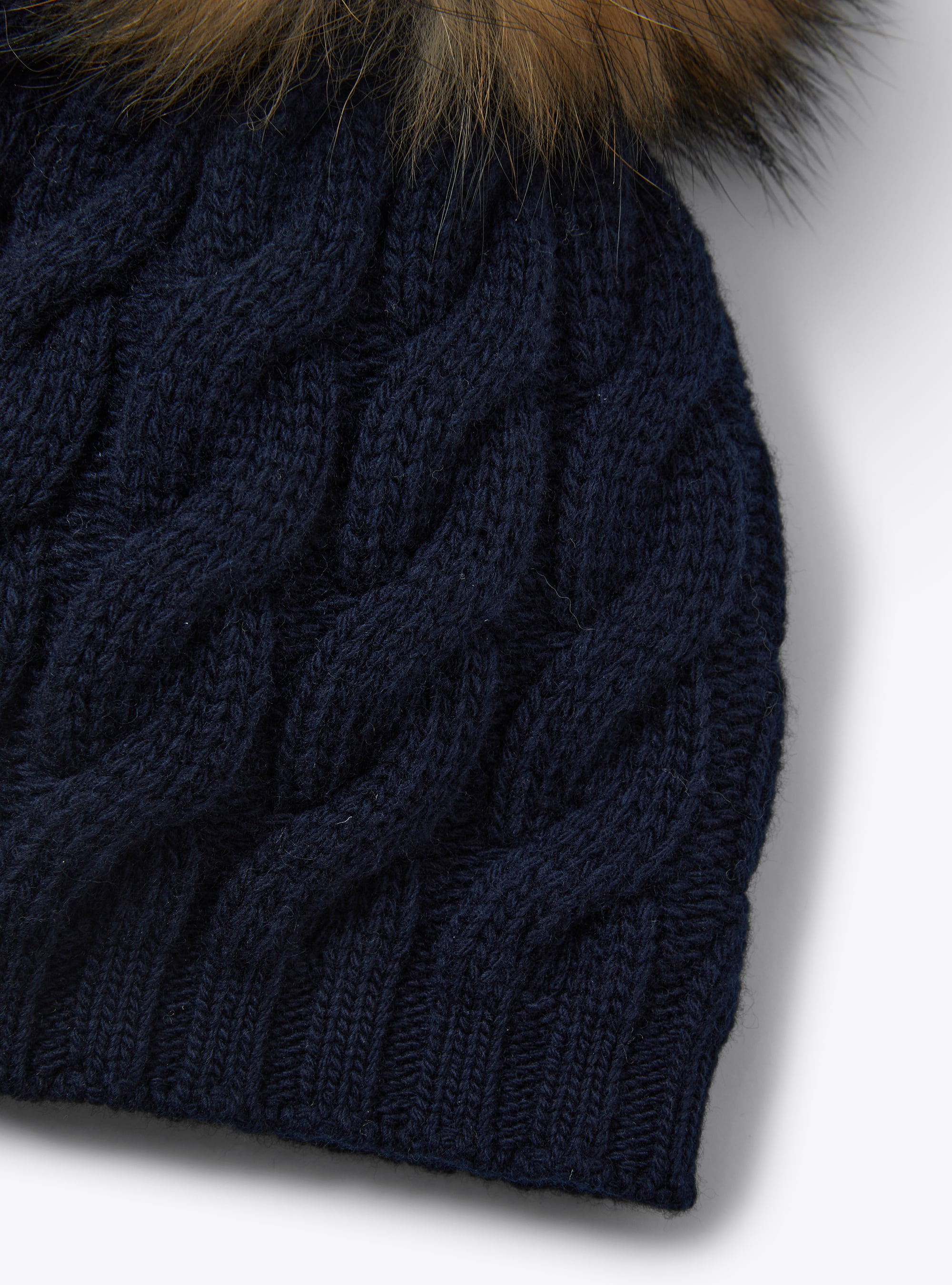 Pompom navy blue knitted hat - Blue | Il Gufo