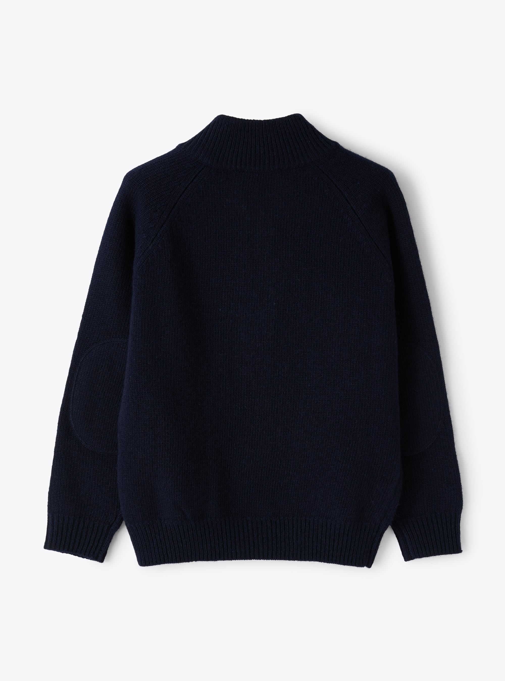 Merino wool cardigan with patches - Blue | Il Gufo