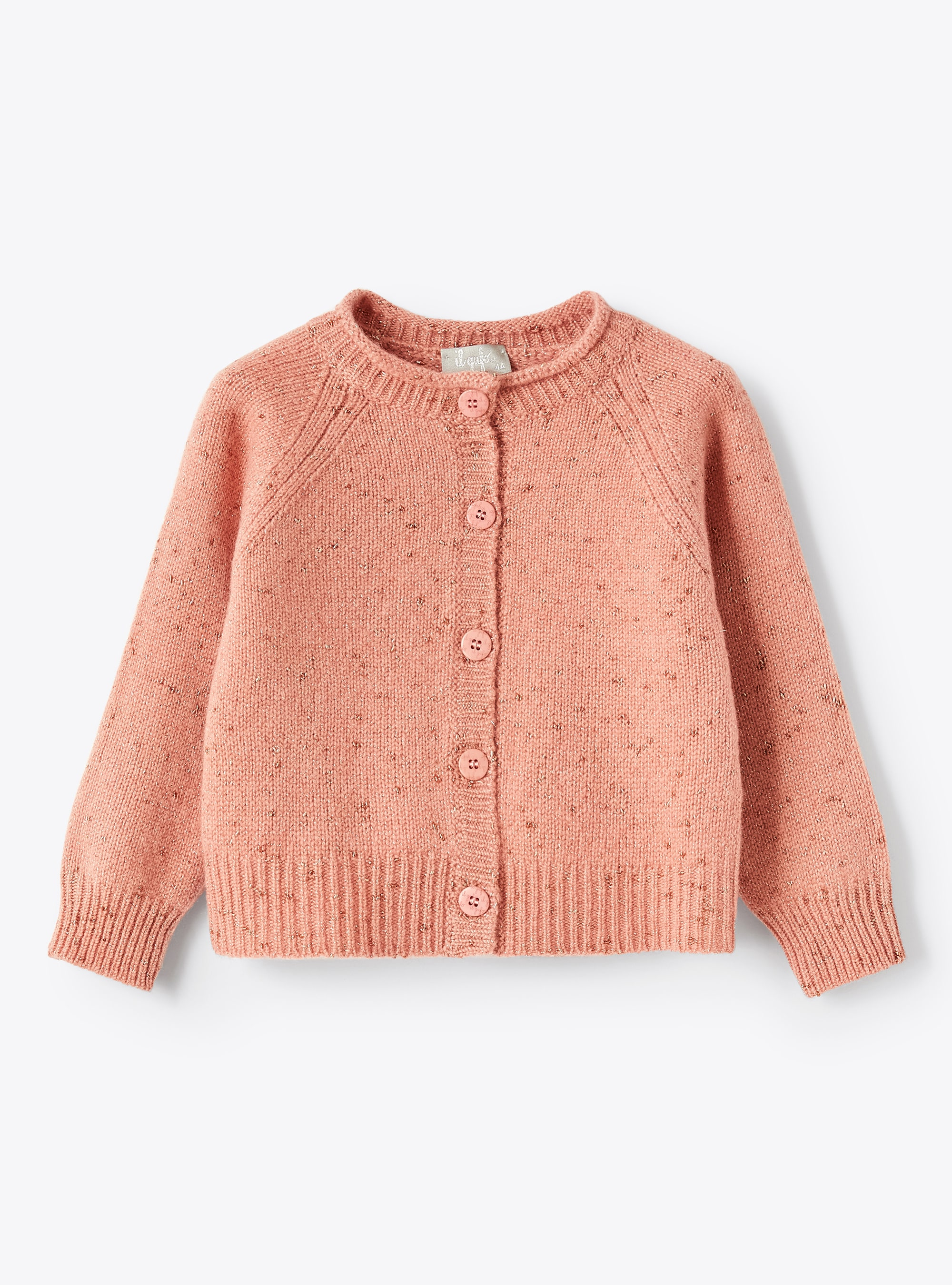 Wool cardigan with lurex details - Pink | Il Gufo