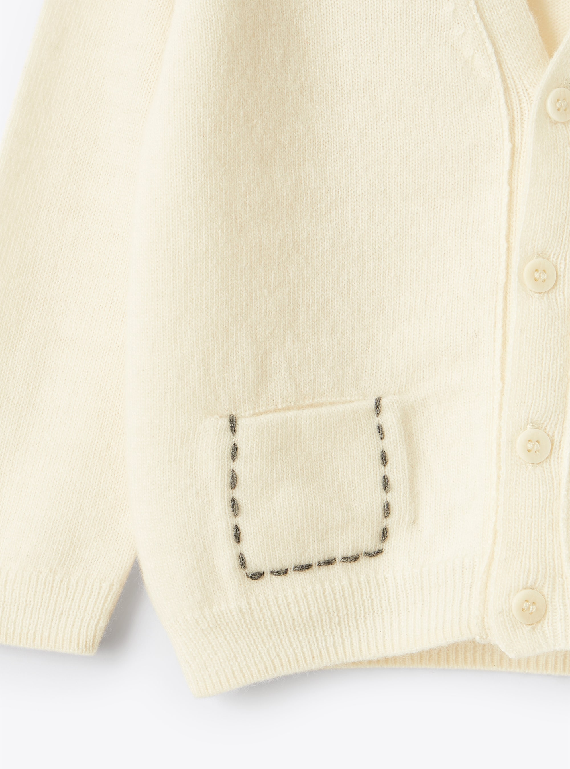 Milk white cardigan with topstitching details - White | Il Gufo