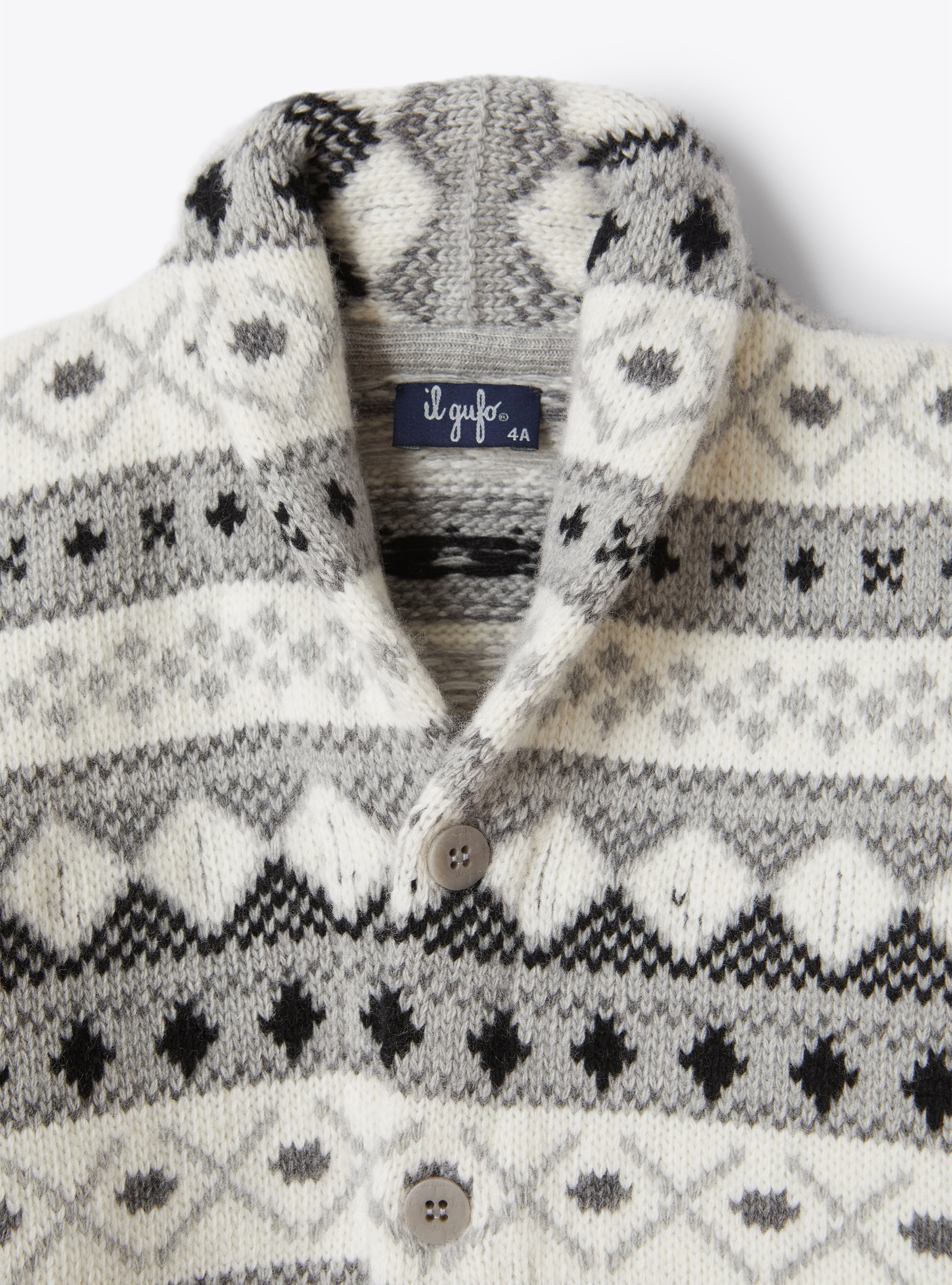 Strickjacke aus Wolle mit Jacquard-Muster - Grau | Il Gufo