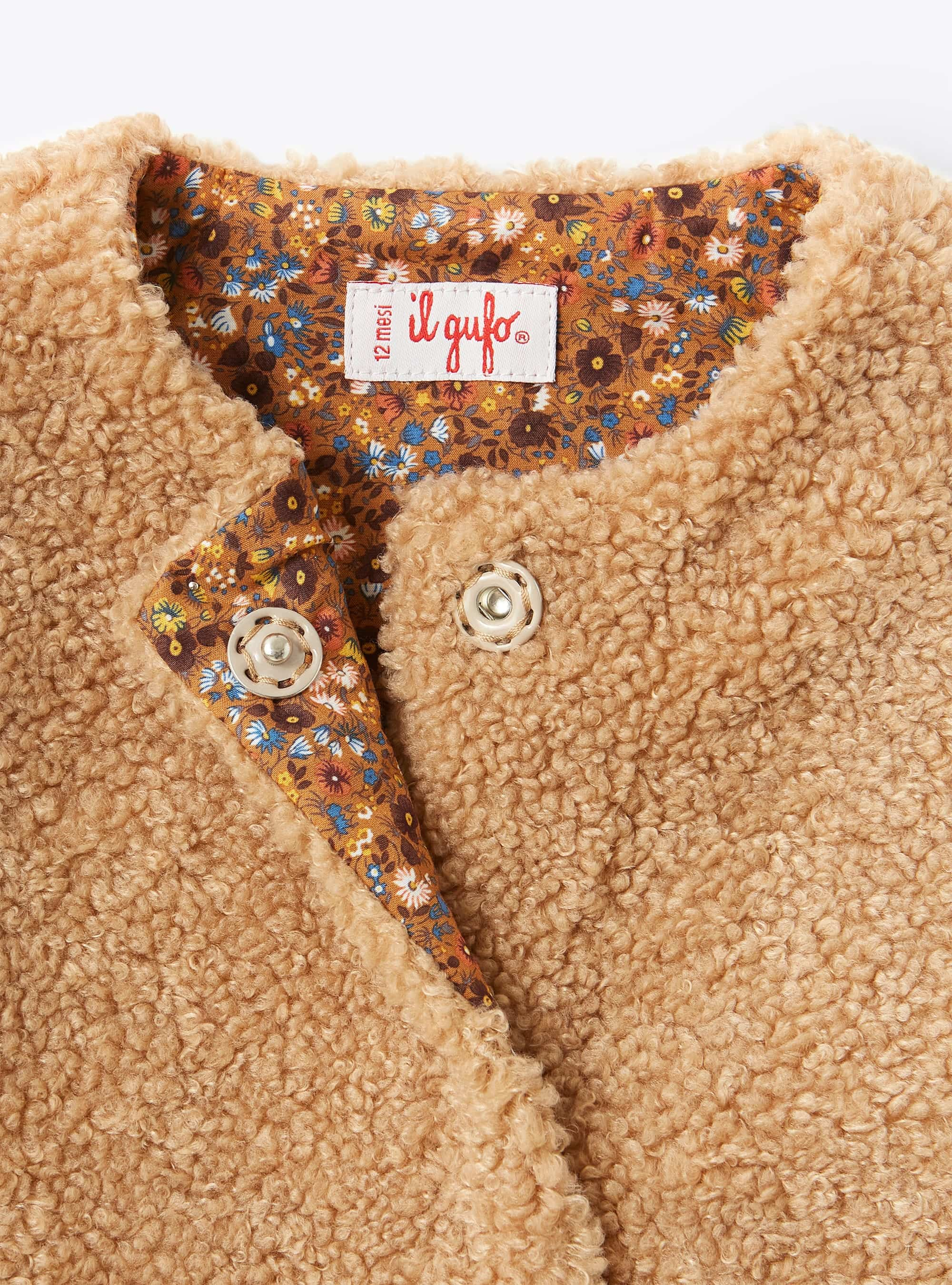 Teddy fleece gilet with buttons - Beige | Il Gufo