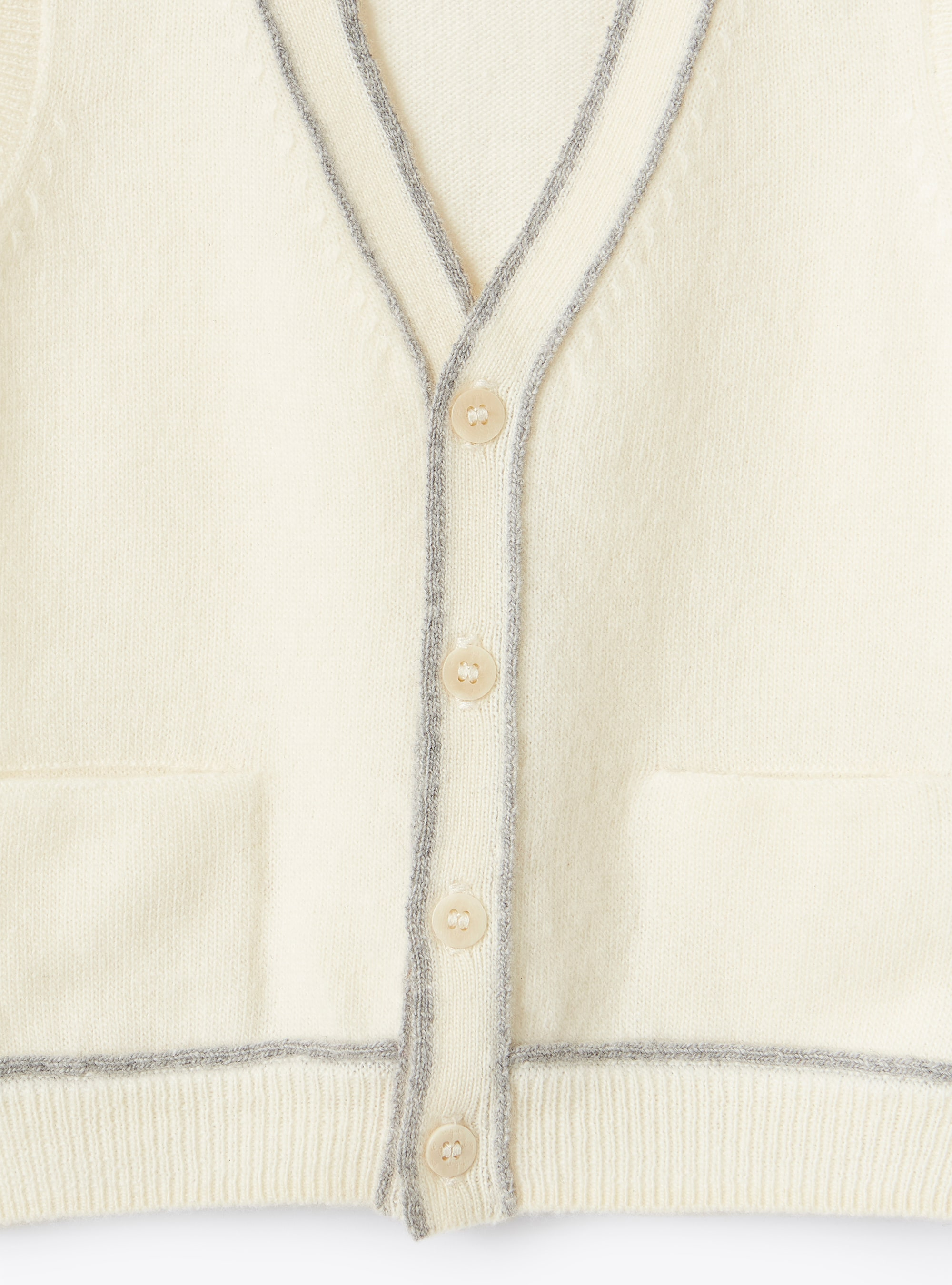 Cardigan en laine avec liserés de couleur contrastée - Blanc | Il Gufo