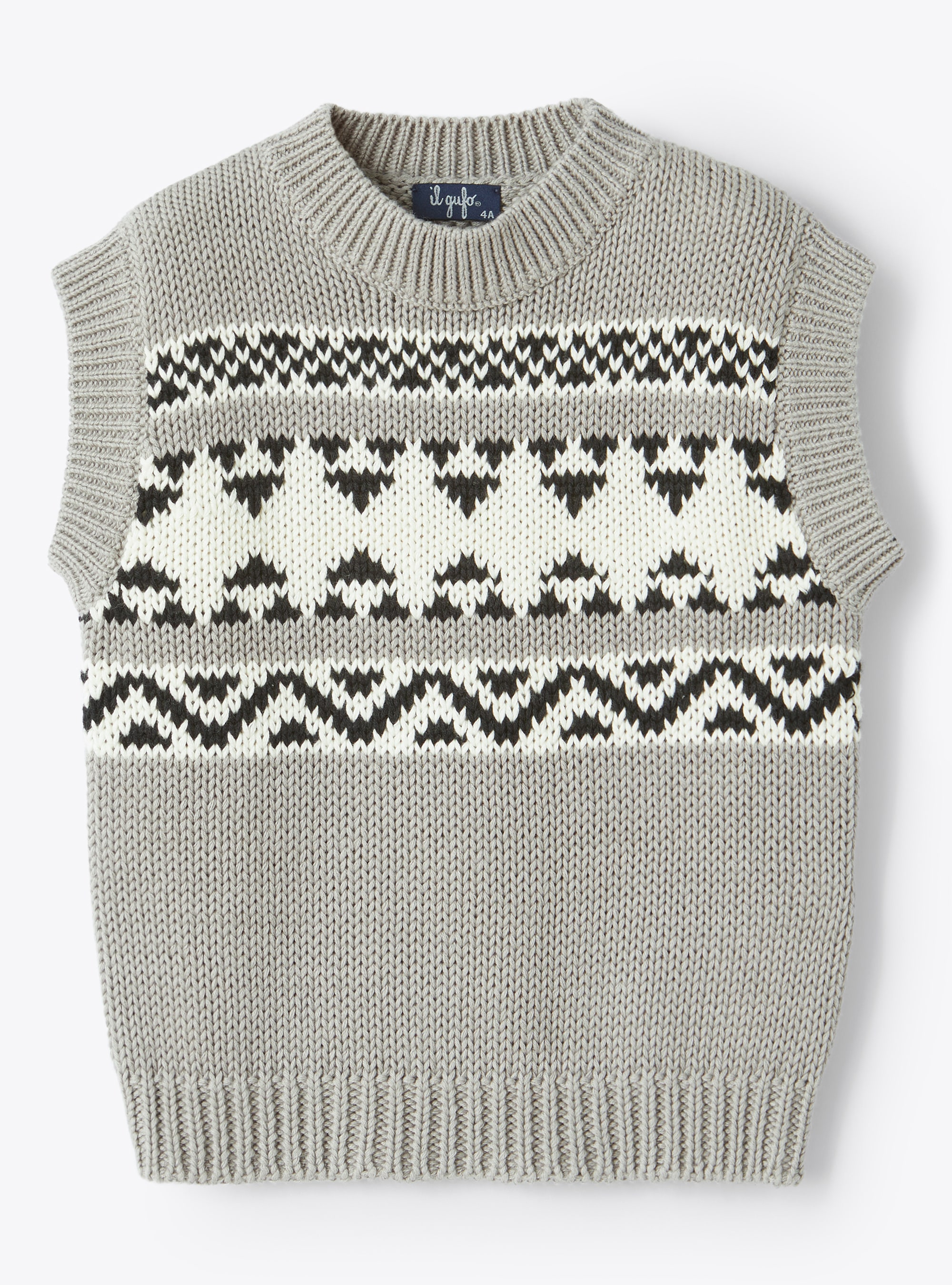 Cotton tank top with geometric motif - Sweaters - Il Gufo