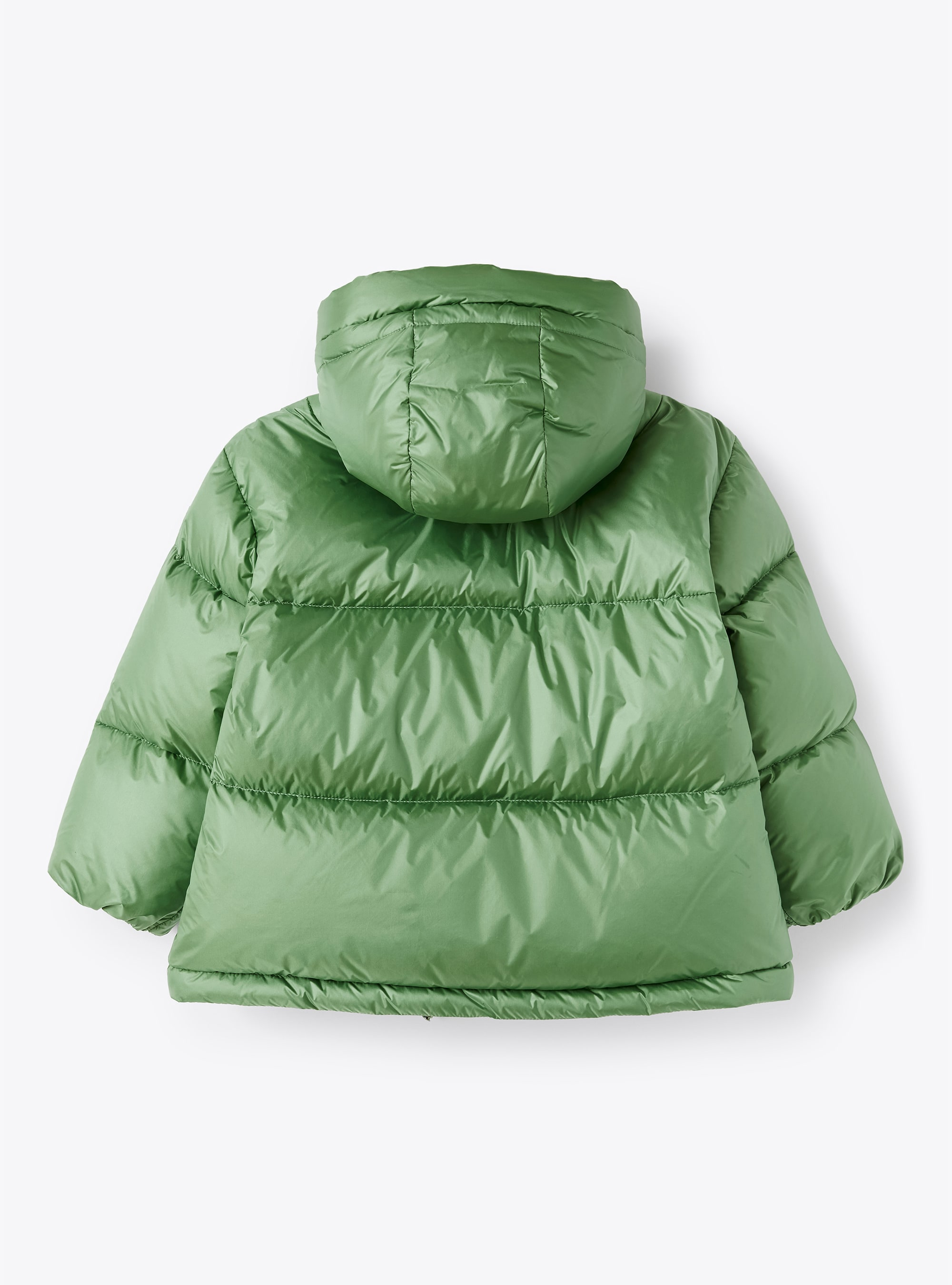 Short navy down jacket with teddy fleece hood - Green | Il Gufo