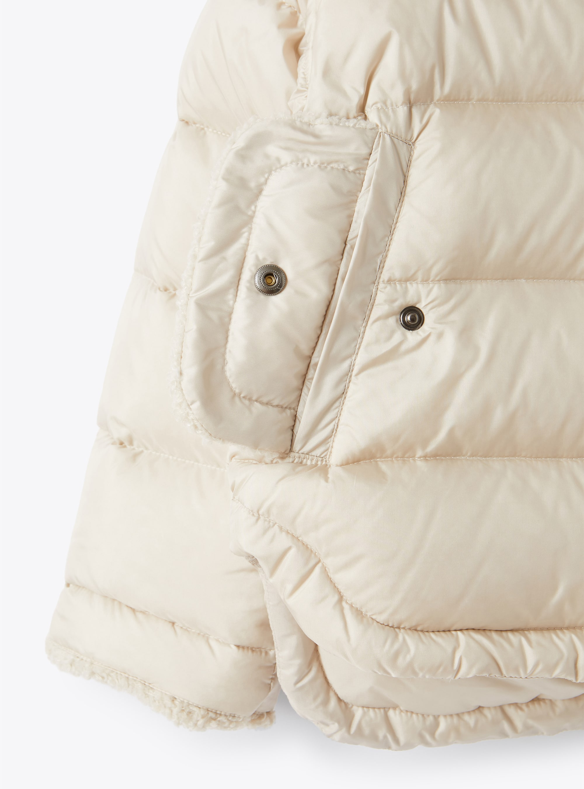 Short down jacket with teddy fleece inserts - Beige | Il Gufo