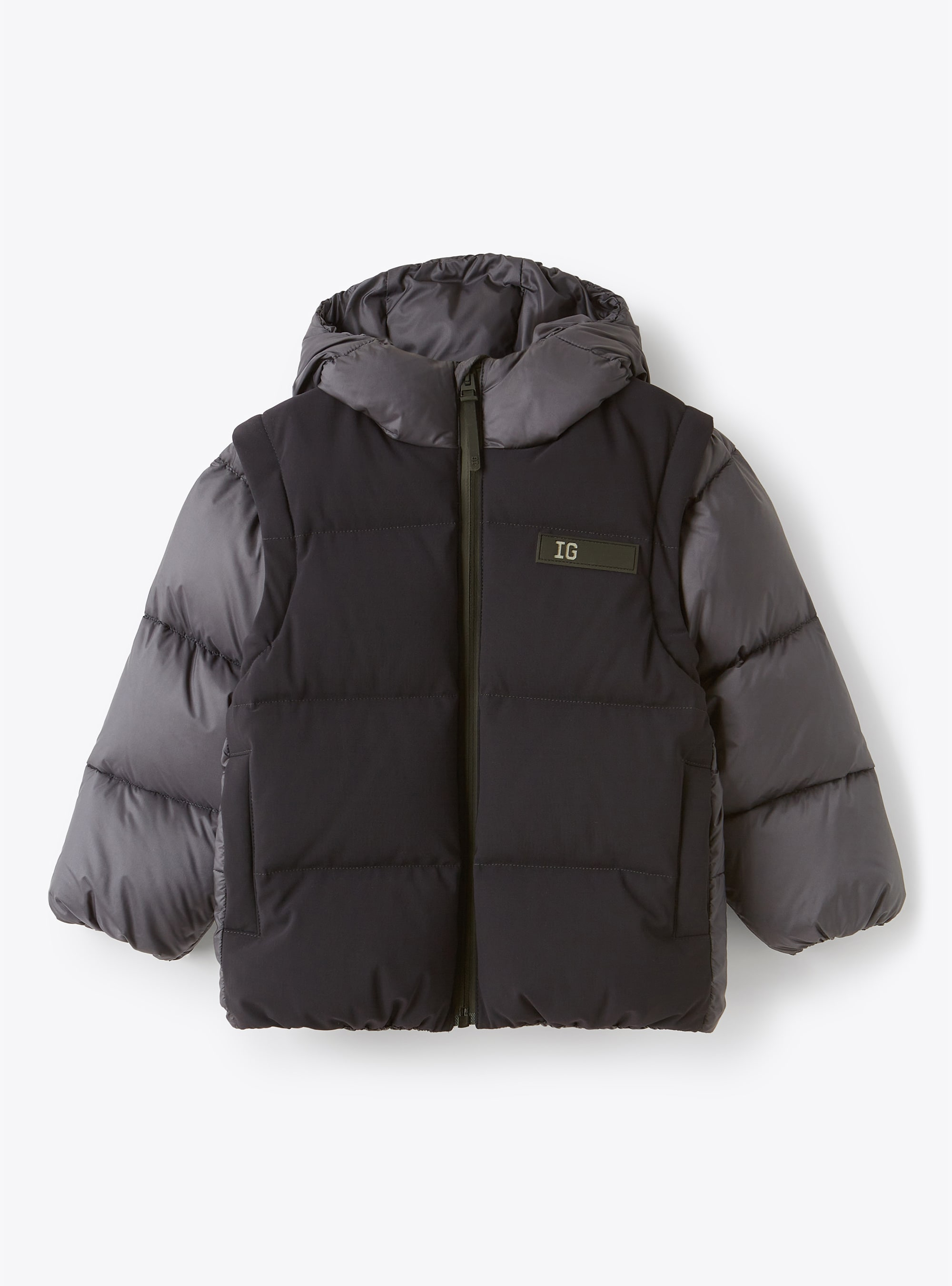 Navy down jacket with detachable sleeves - Down Jackets - Il Gufo