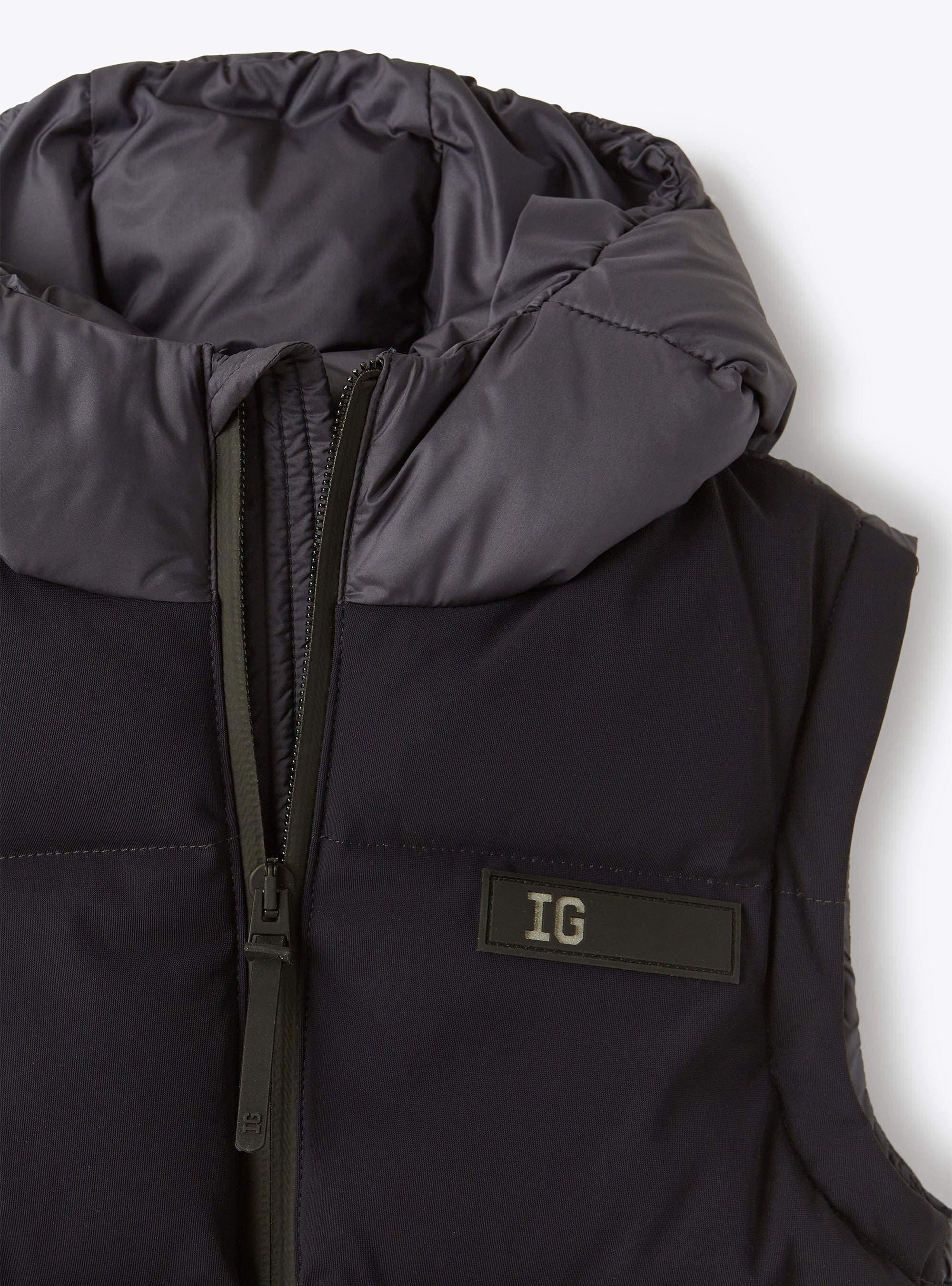 Navy down jacket with detachable sleeves - Blue | Il Gufo