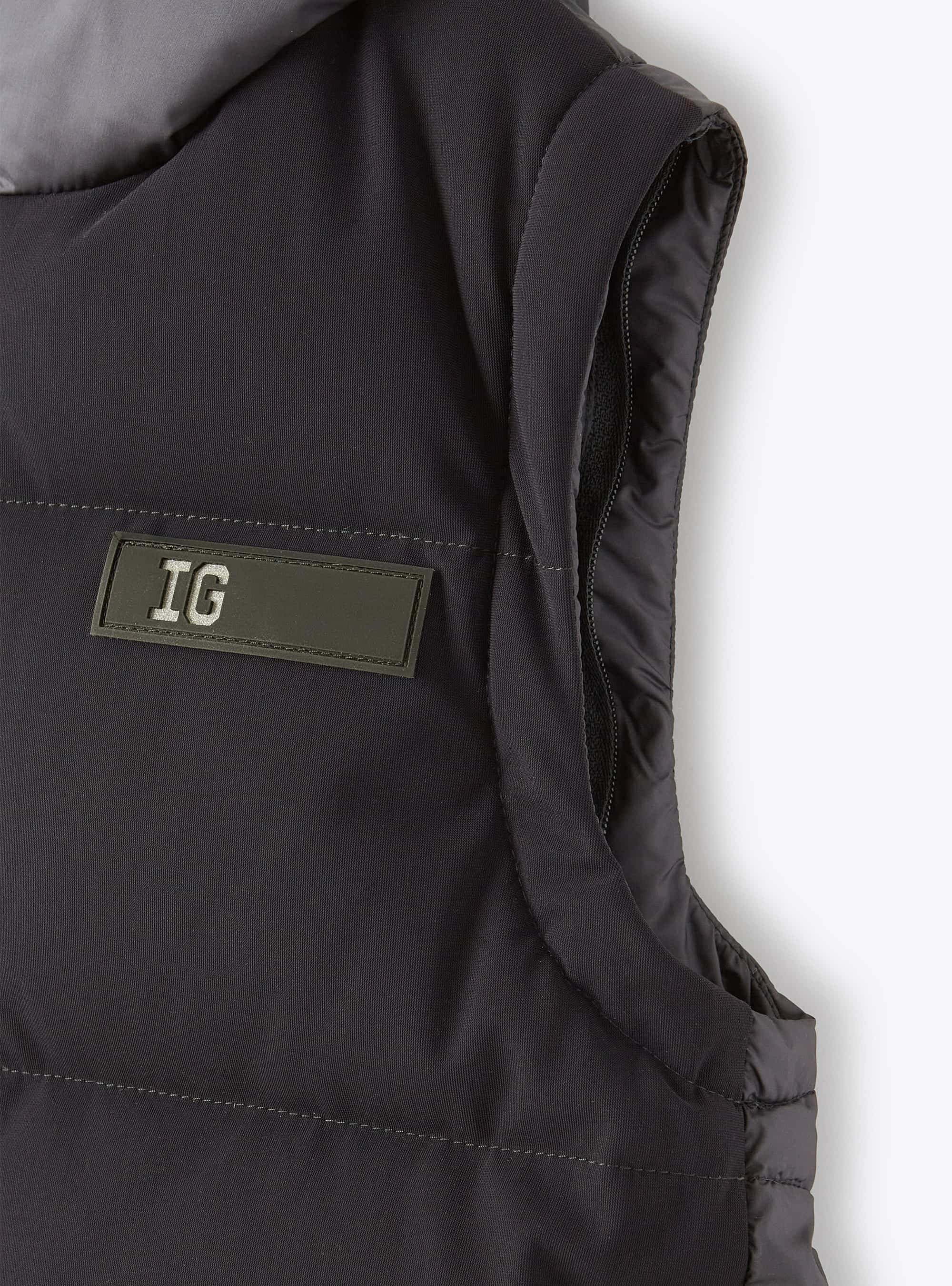 Navy down jacket with detachable sleeves - Blue | Il Gufo