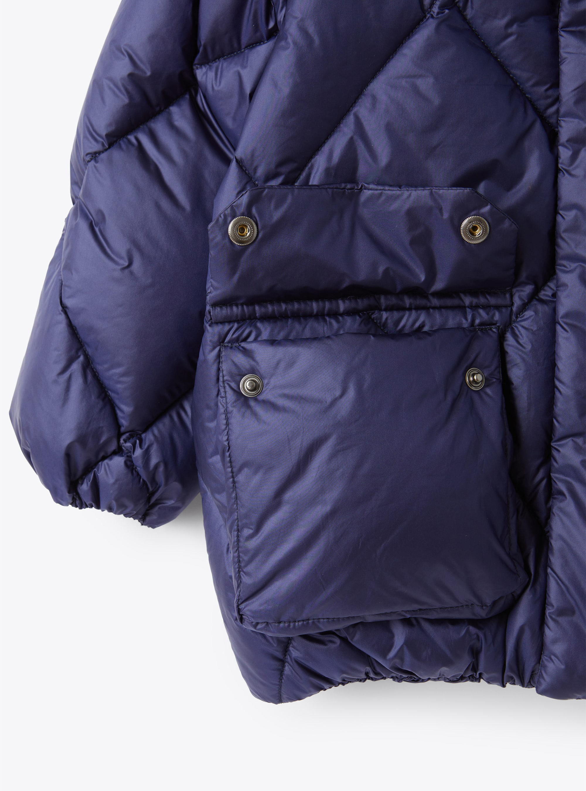 Hooded navy nylon down jacket - Blue | Il Gufo