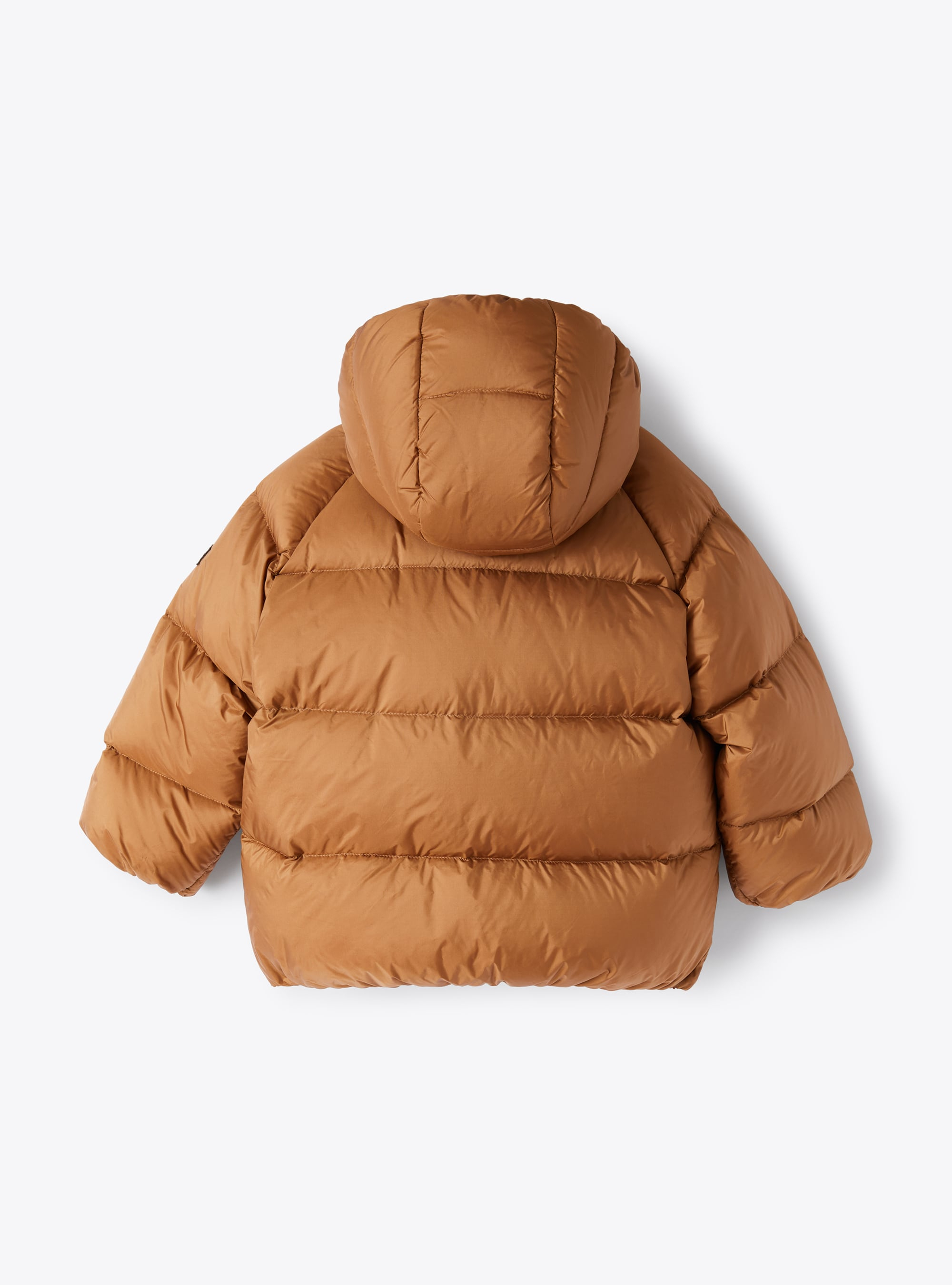 Short beige down jacket with teddy fleece details - Brown | Il Gufo