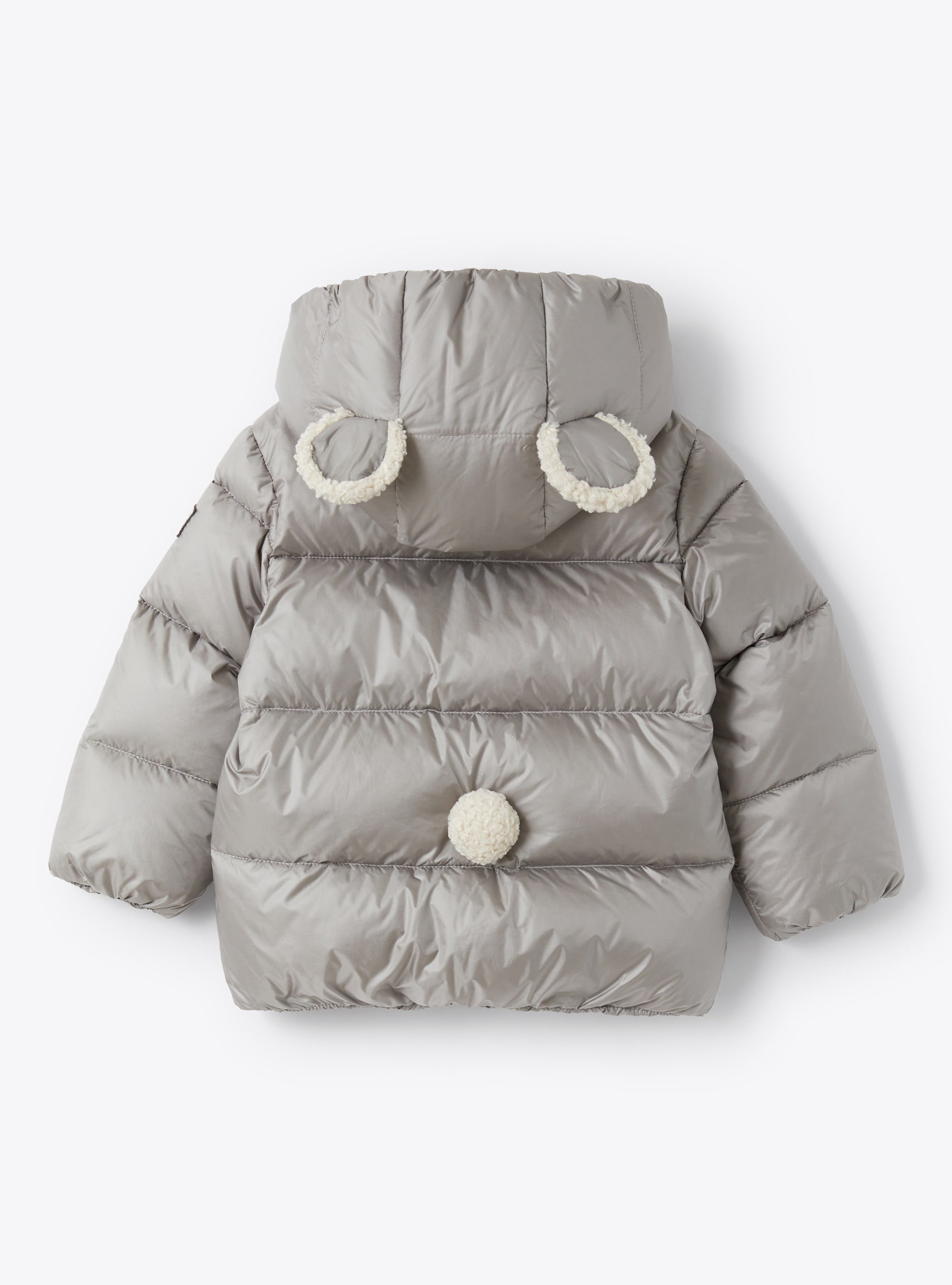 Down jacket with teddy fleece details - Grey | Il Gufo