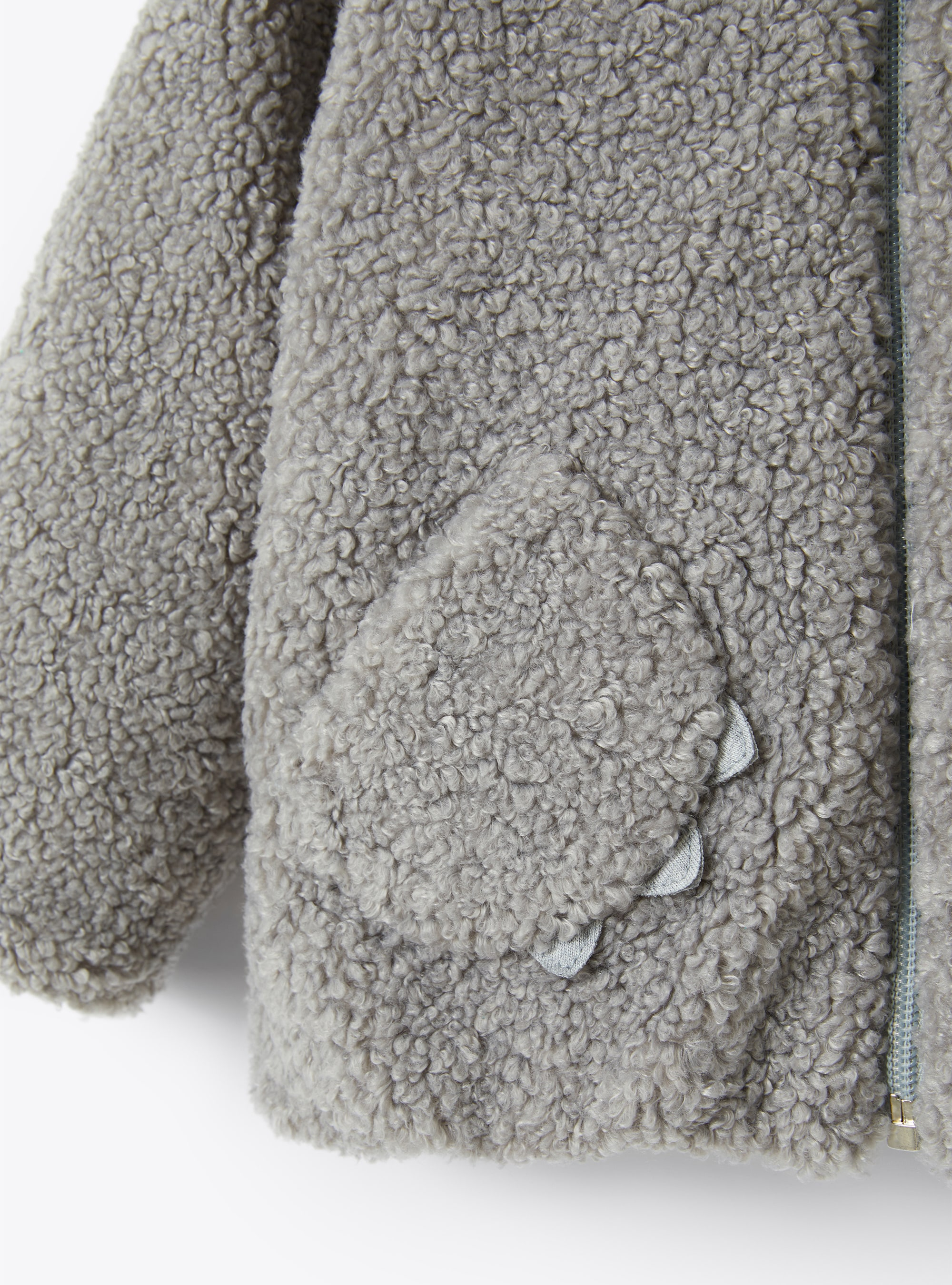 Kapuzenjäckchen aus grauem Teddyplüsch - Grau | Il Gufo