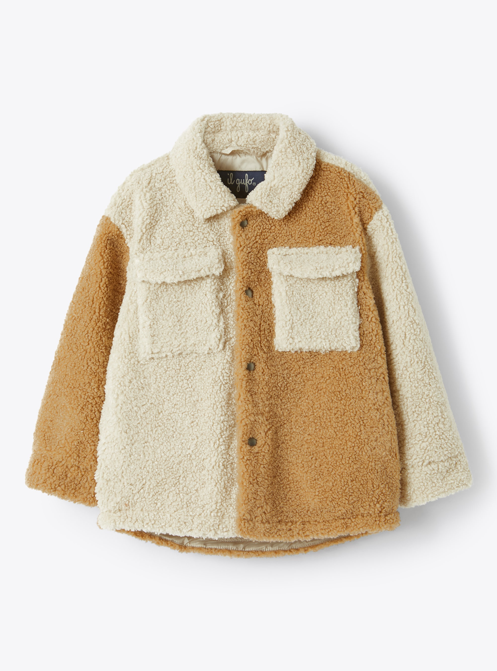 Colour-block teddy fleece overshirt - Coats - Il Gufo