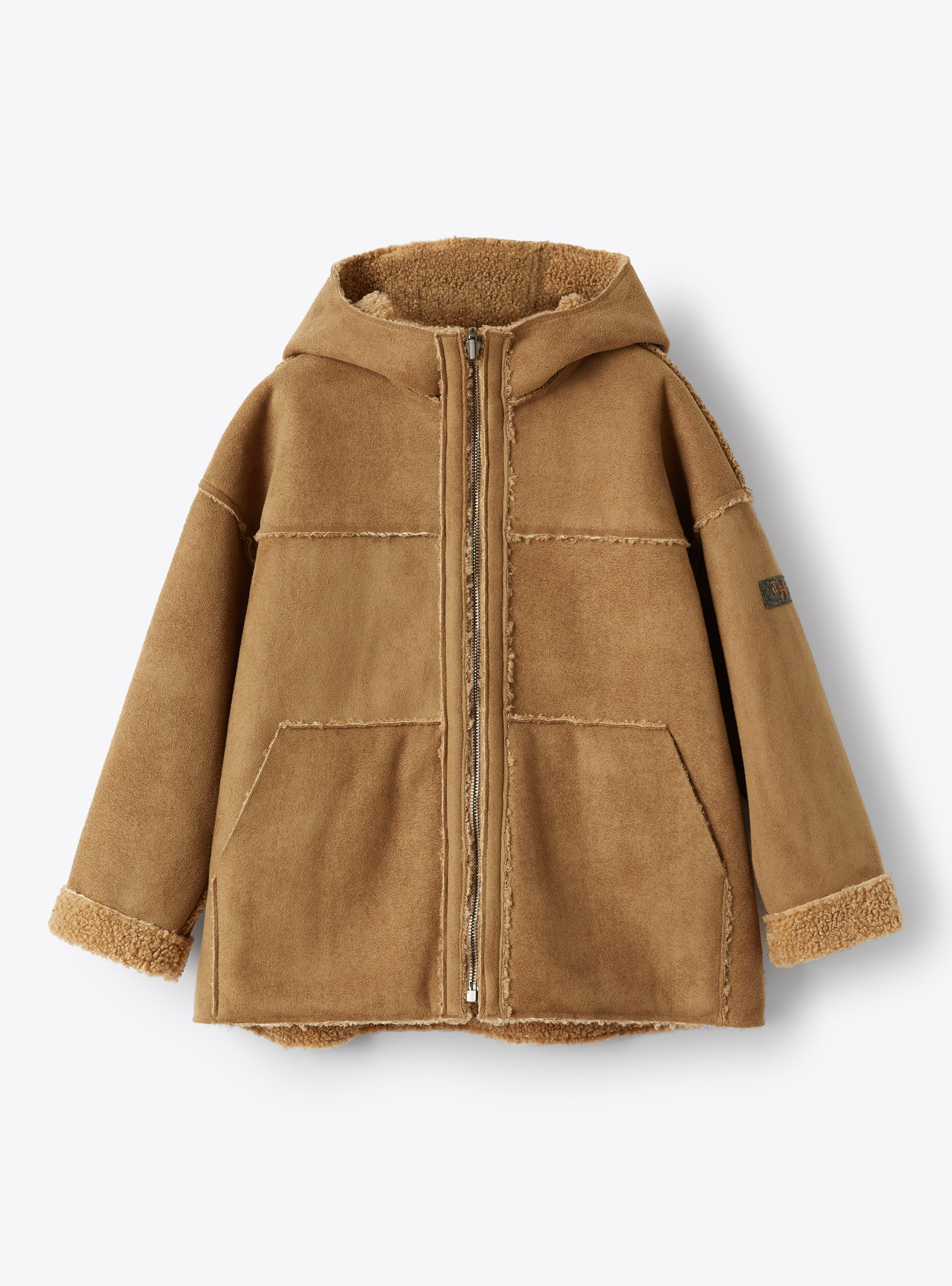Manteau en peau lainée synthétique réversible - Marrone | Il Gufo