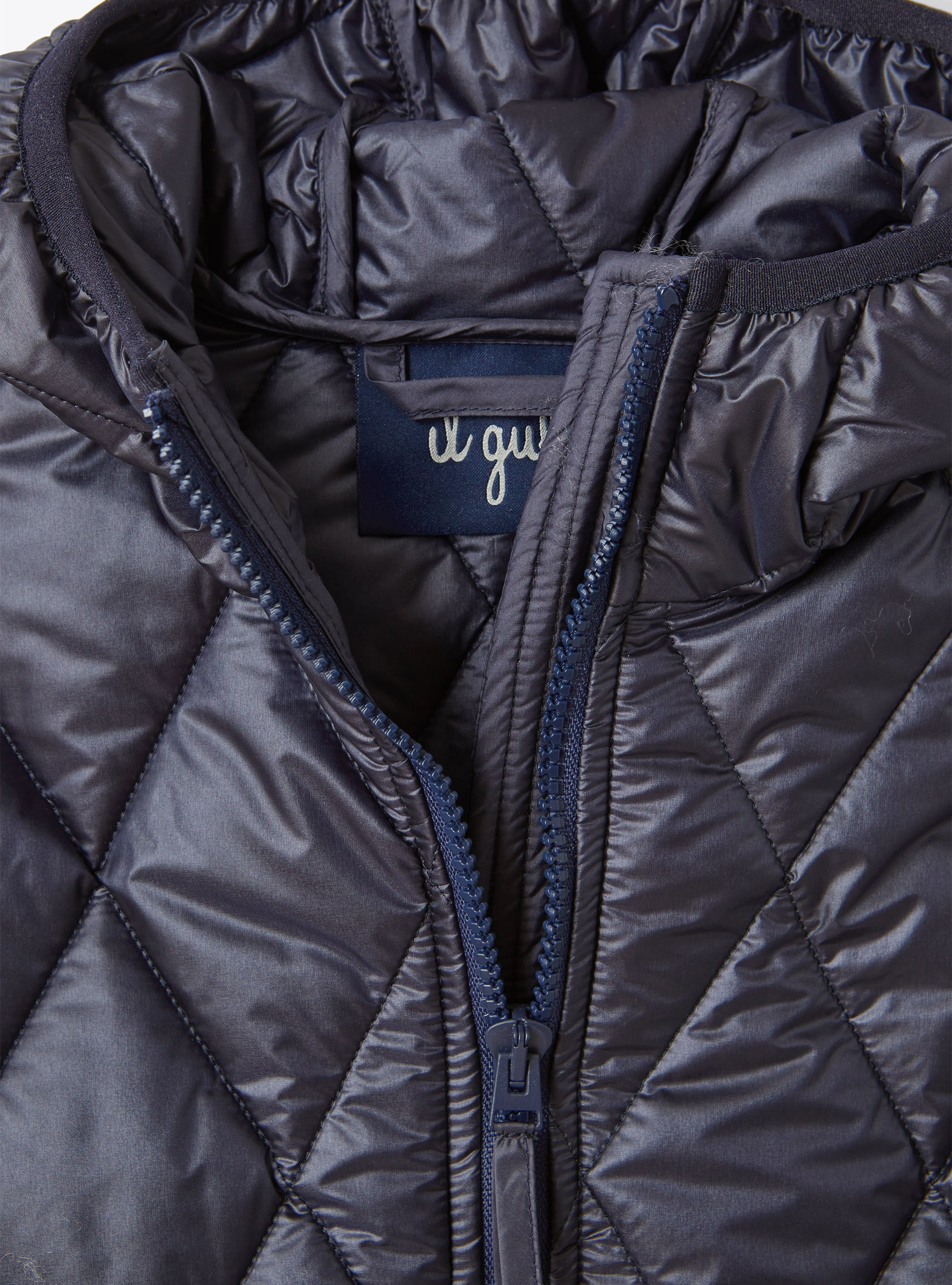 Hooded navy nylon jacket - Blue | Il Gufo