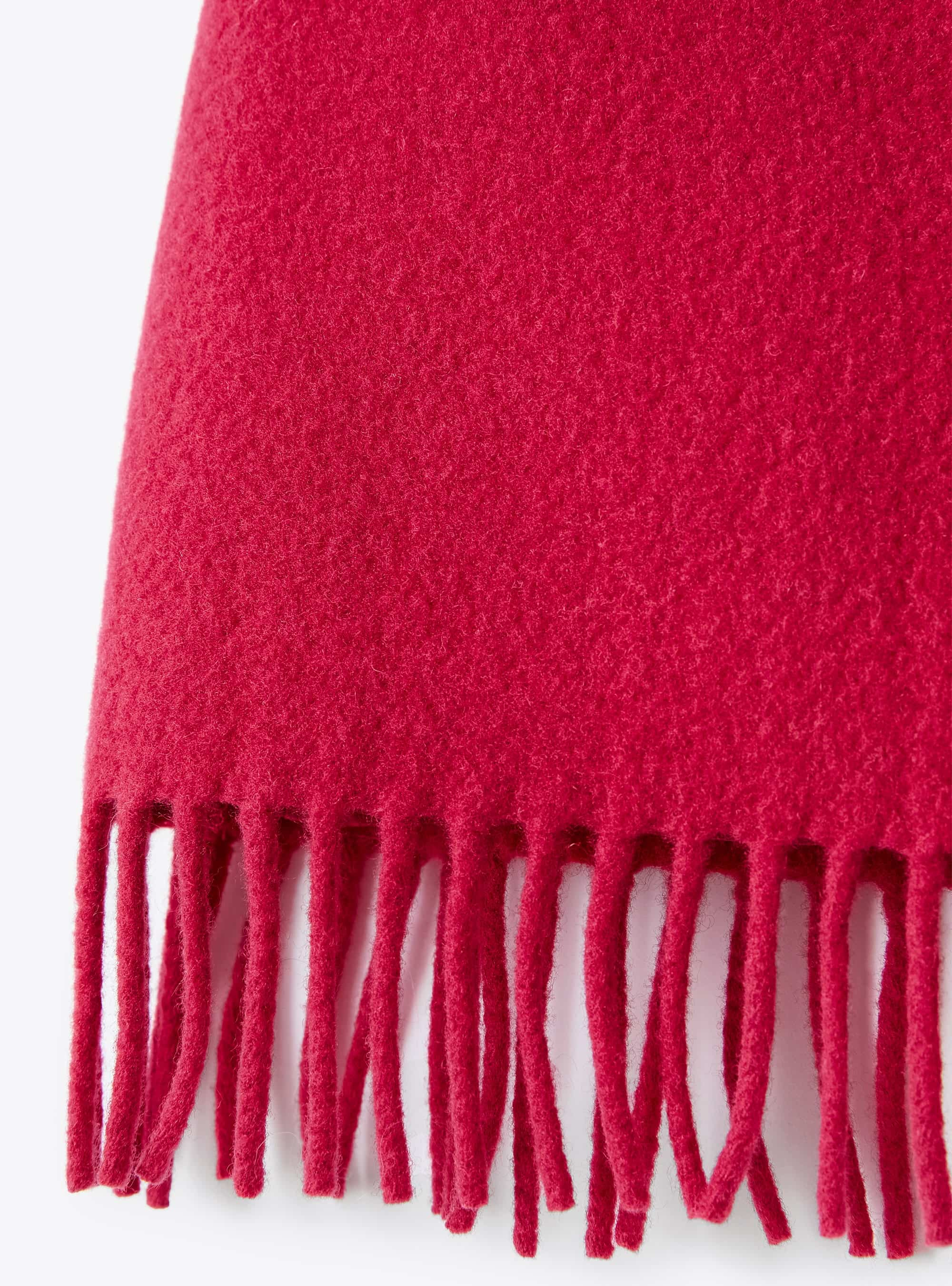 Jupe en drap de laine avec franges - Fuchsia | Il Gufo