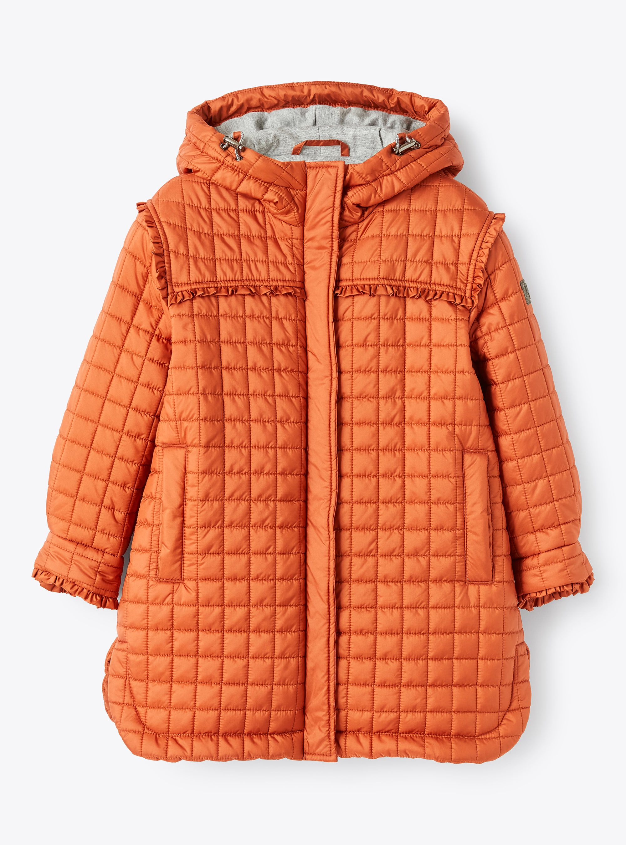 Orange geometric quilt coat - Down Jackets - Il Gufo