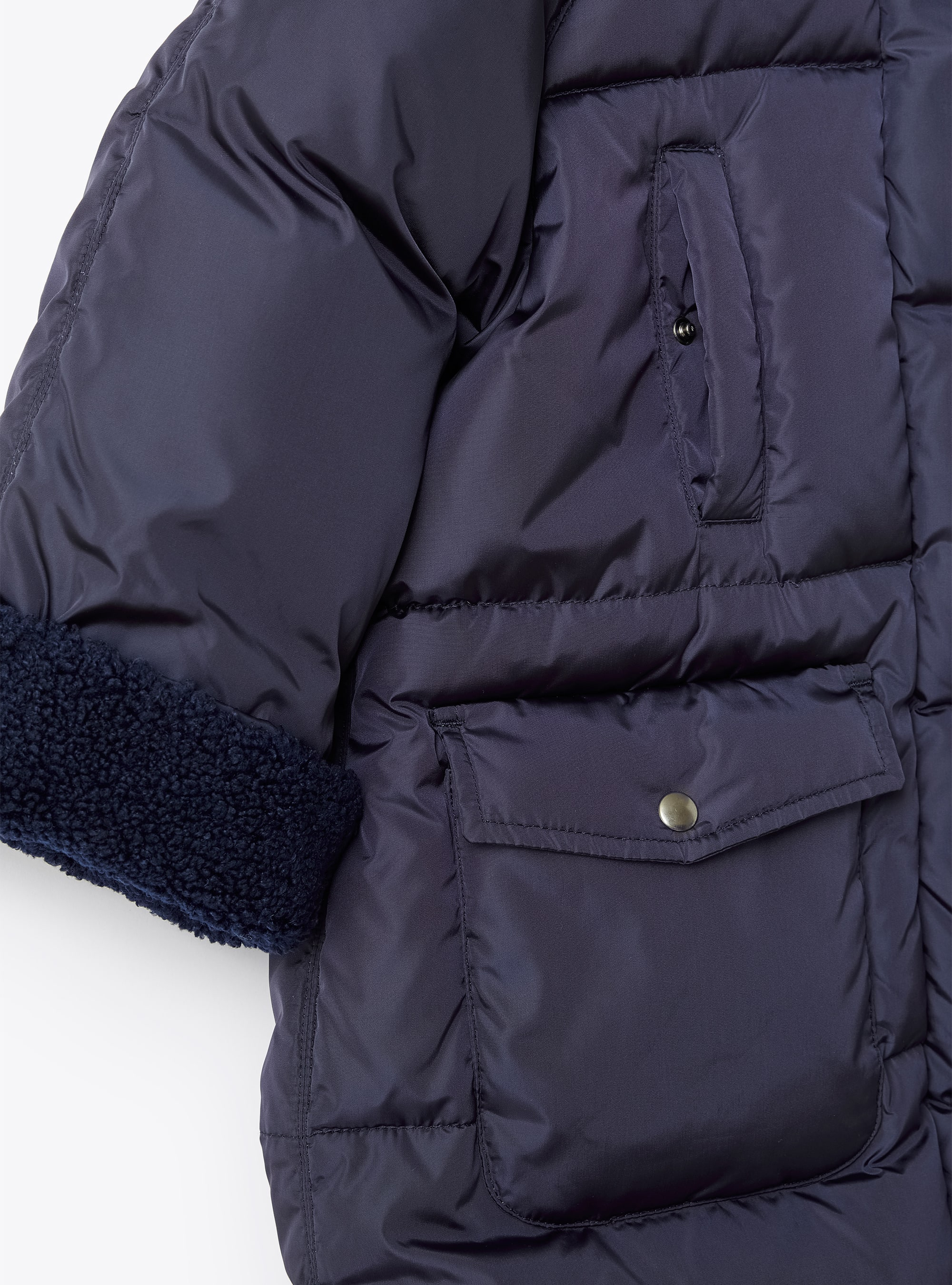 Navy down jacket with teddy fleece details - Blue | Il Gufo