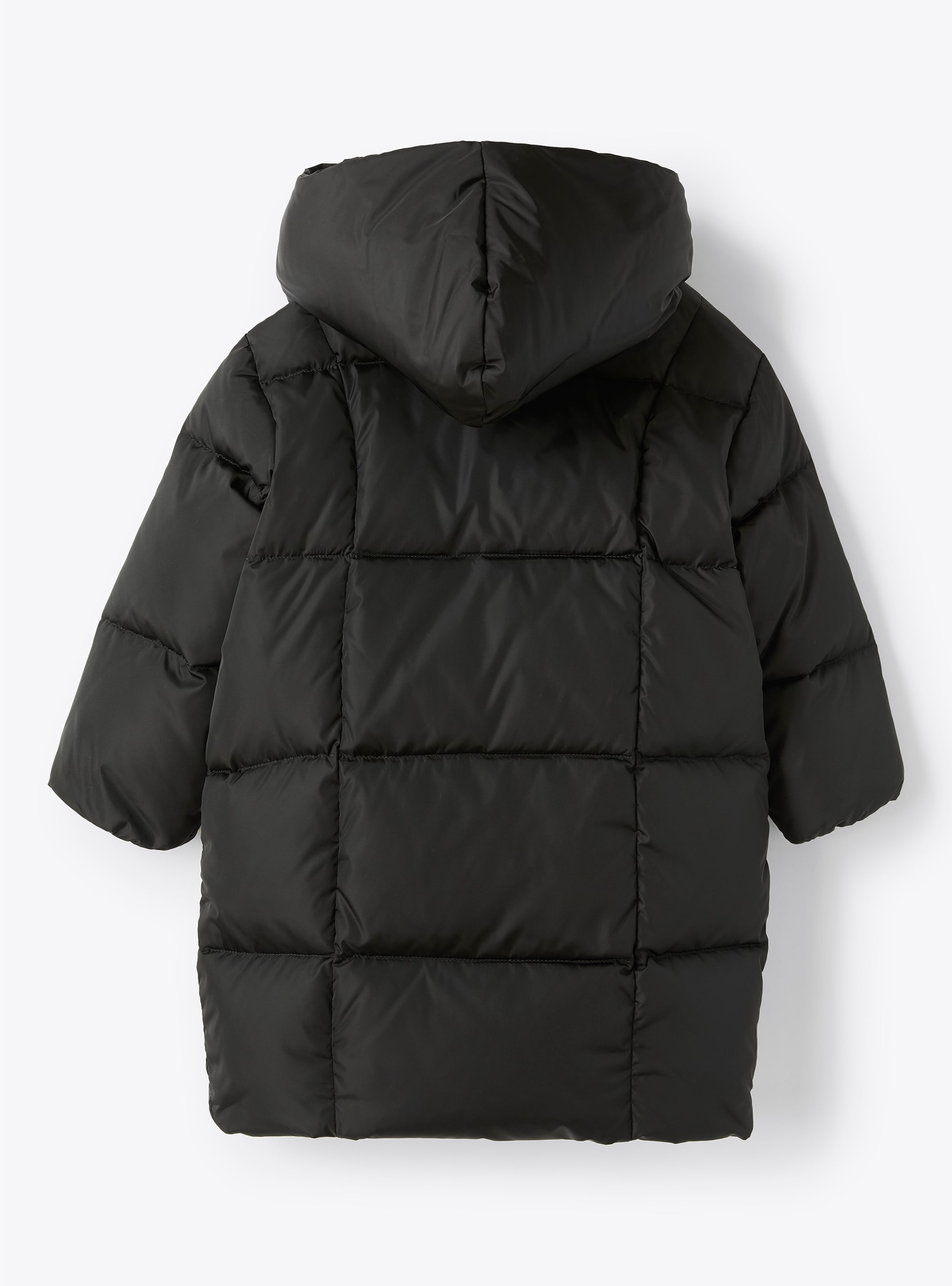Black hooded long down jacket - Black | Il Gufo