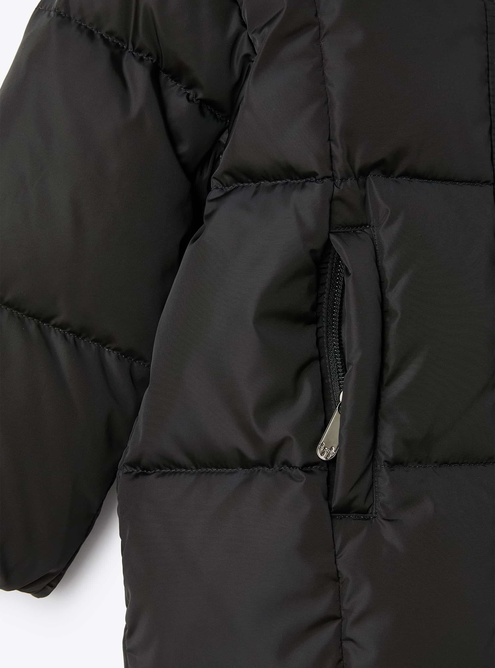 Black hooded long down jacket - Black | Il Gufo