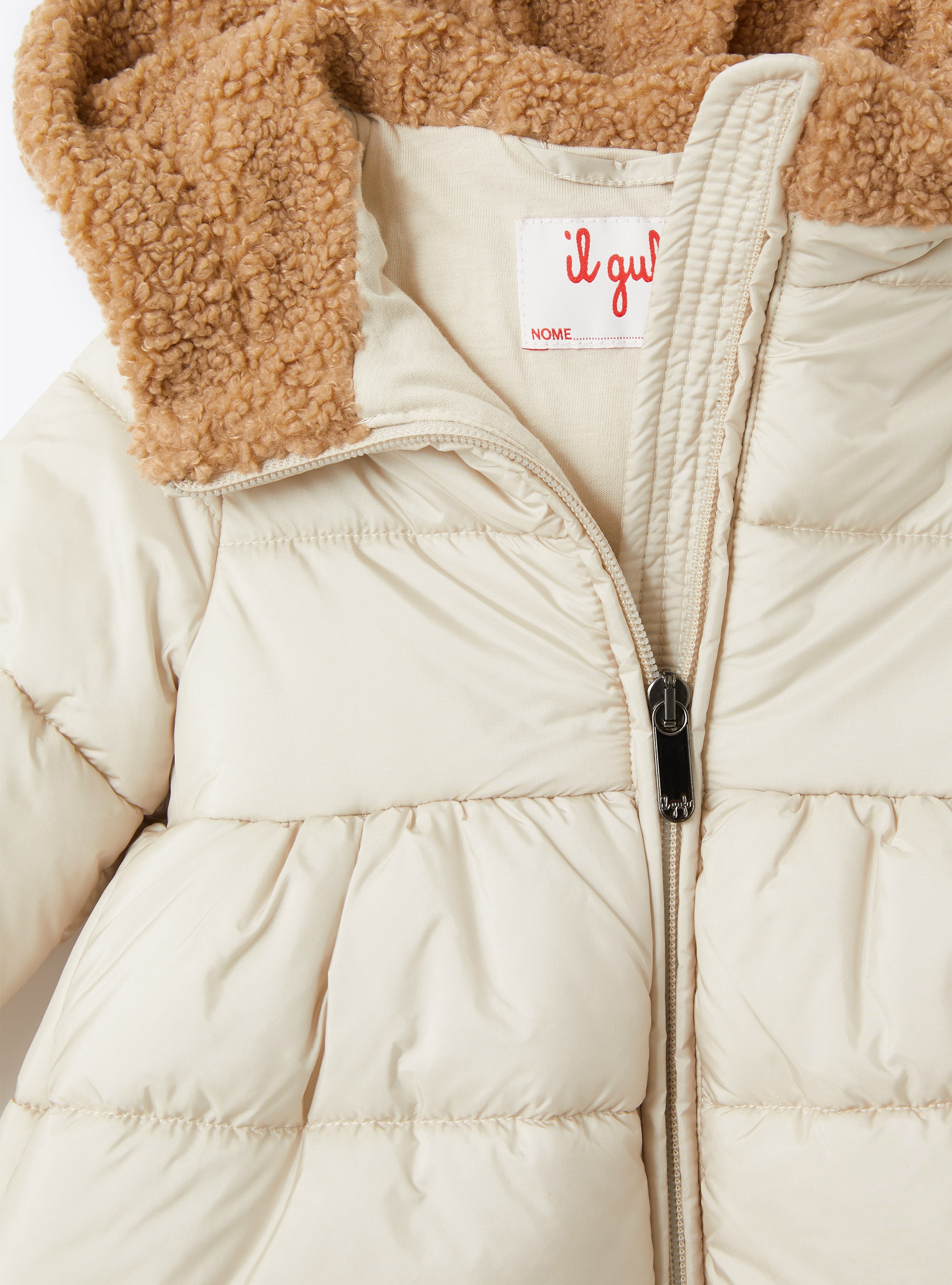 Baby girls' quilted jacket with eco-friendly padding - Beige | Il Gufo