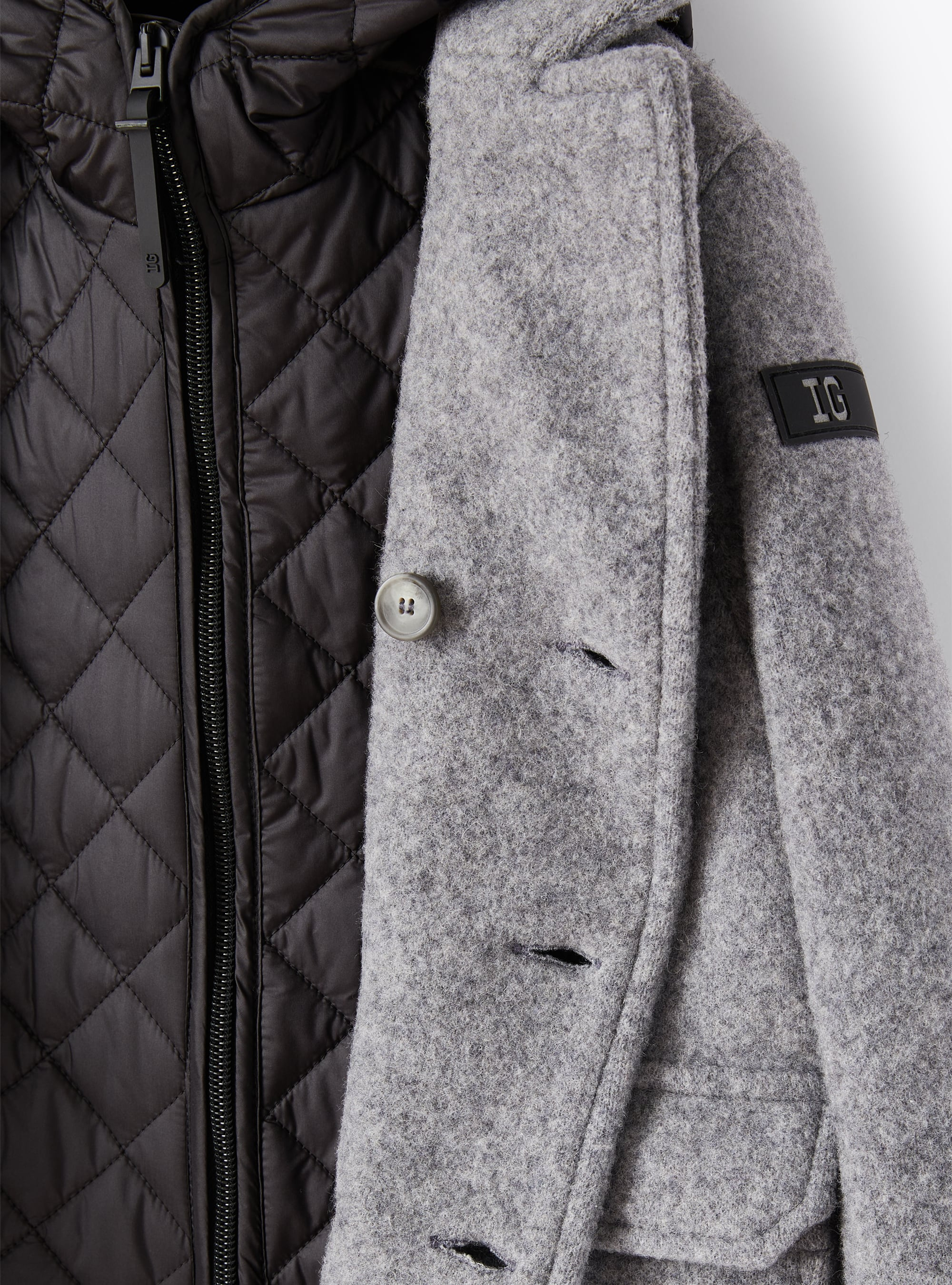 Grey peacoat jacket with gilet - Grey | Il Gufo