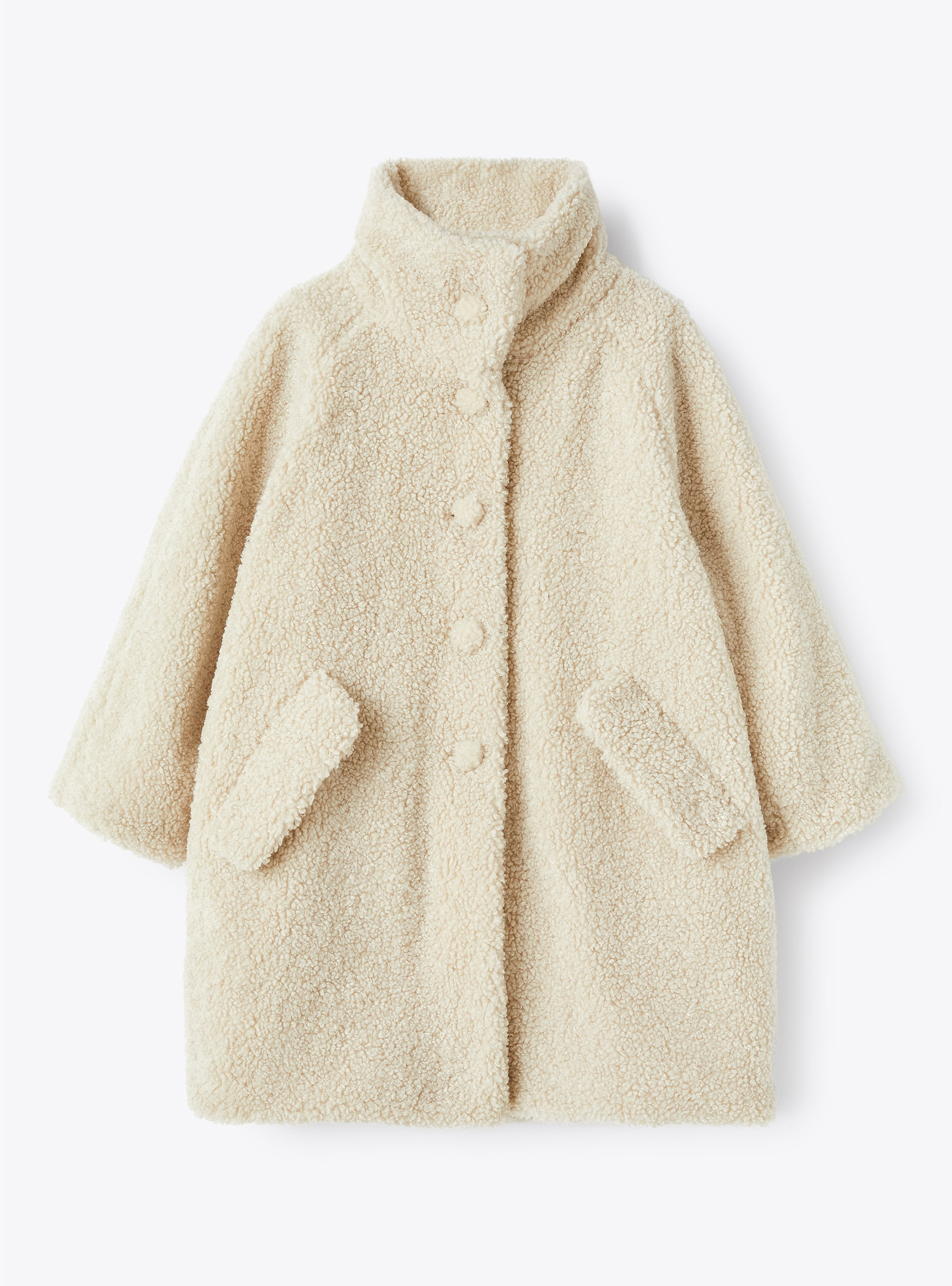 Long teddy fleece coat - Beige | Il Gufo