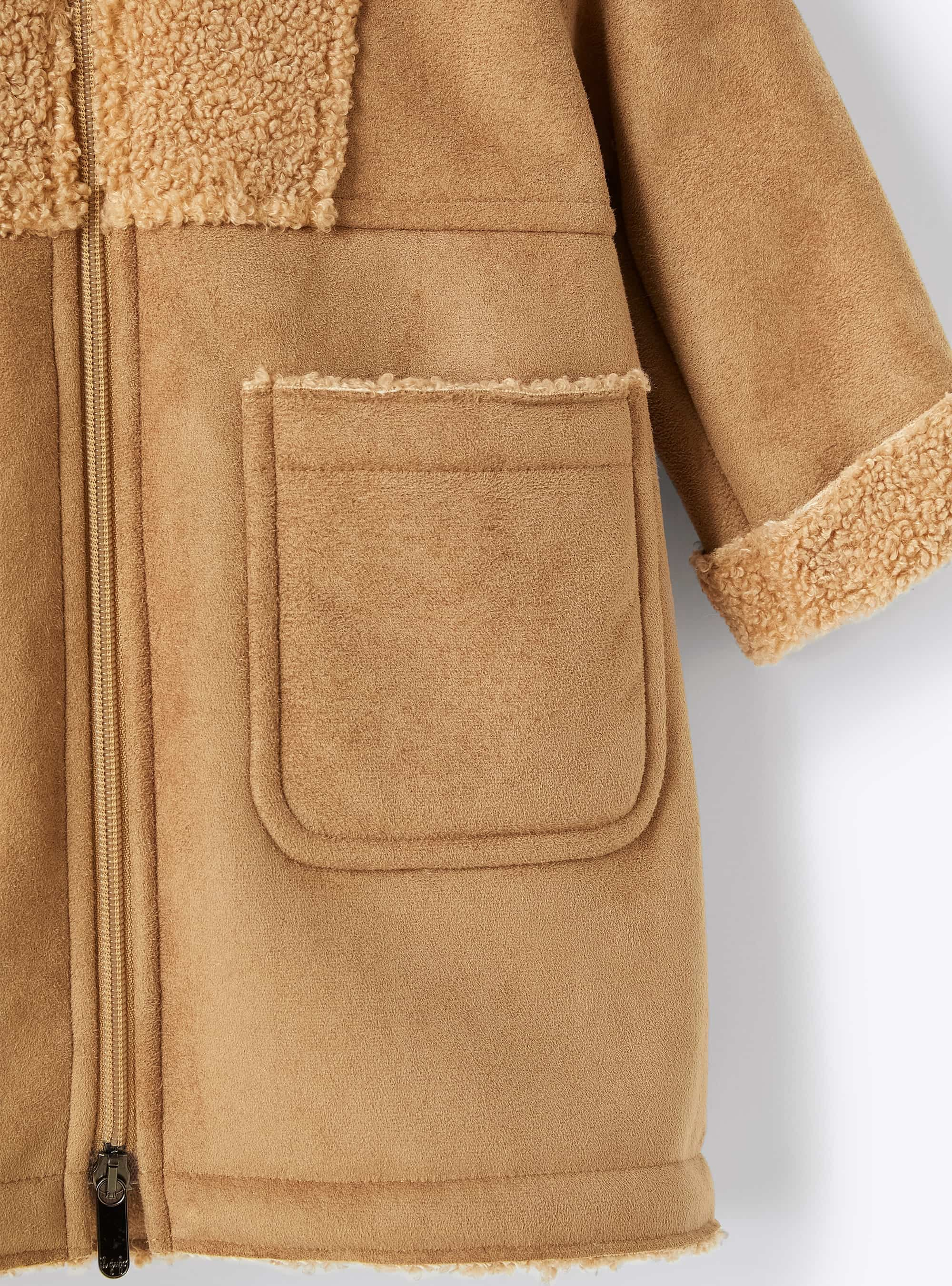 Manteau en peau lainée synthétique beige - Marrone | Il Gufo