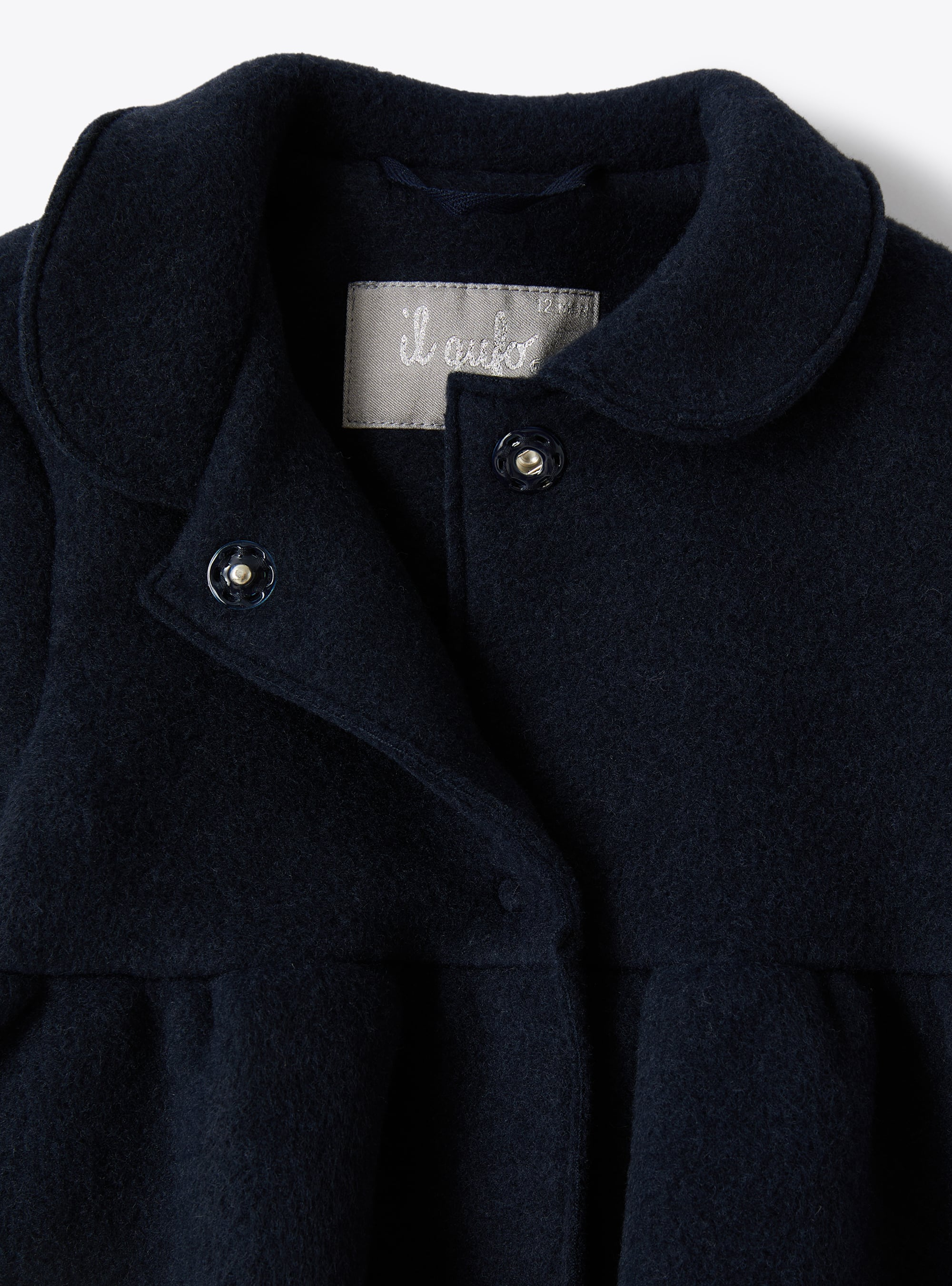 Fringed navy fleece coat - Blue | Il Gufo