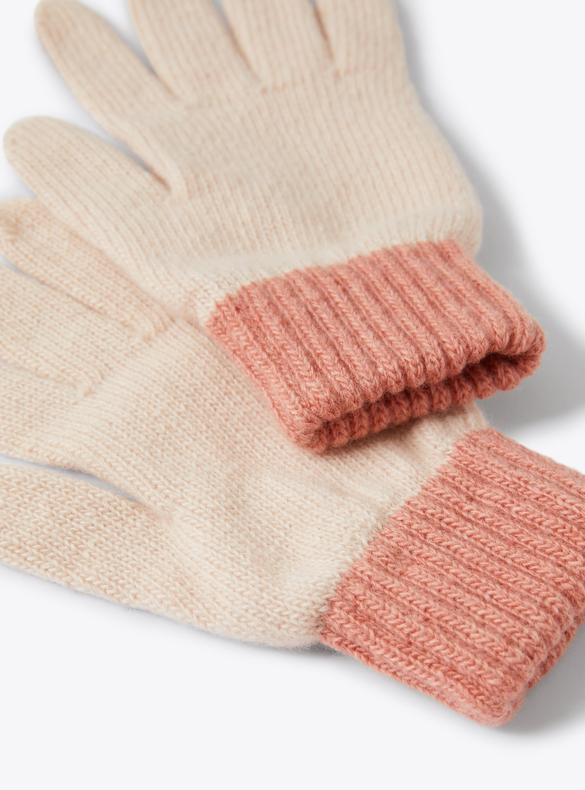 Two-tone merino wool gloves - Yellow | Il Gufo