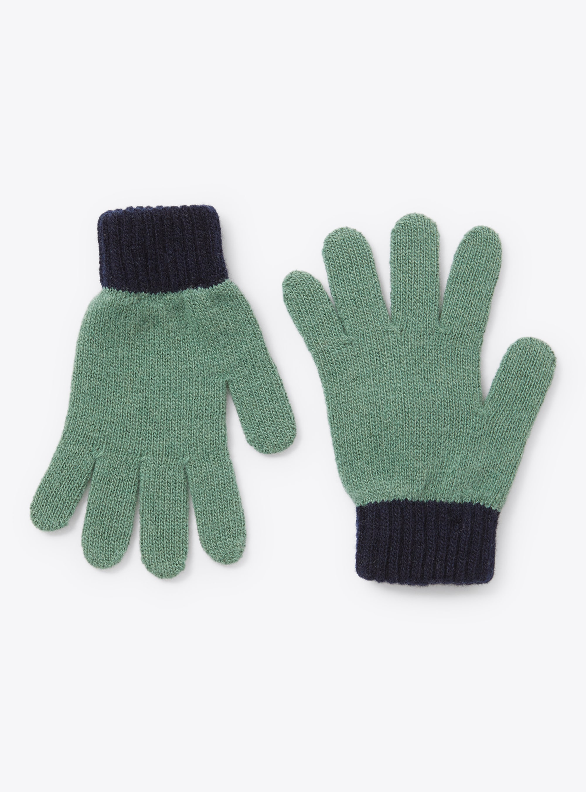 Two-tone merino wool gloves - Blue | Il Gufo