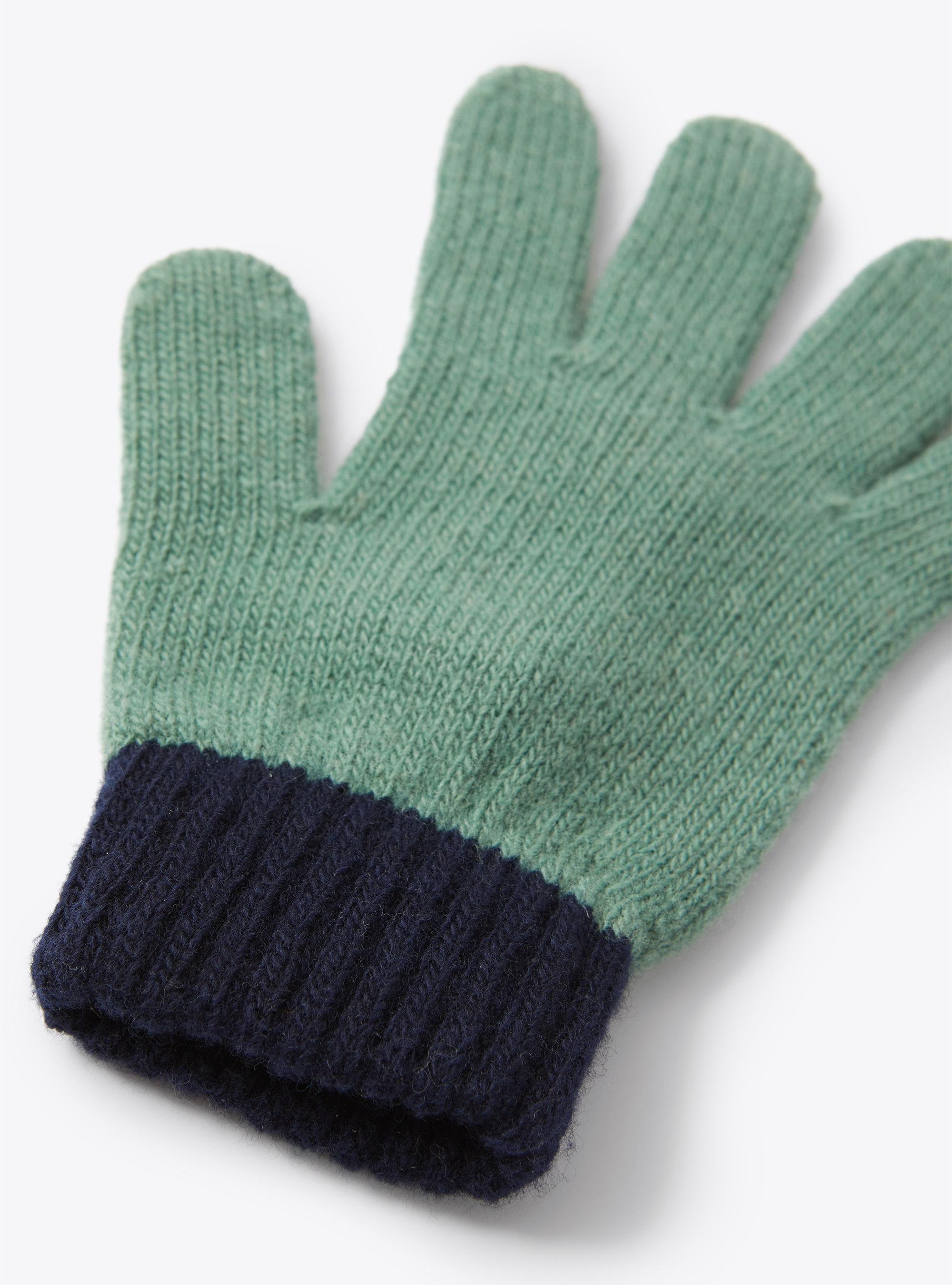 Two-tone merino wool gloves - Blue | Il Gufo