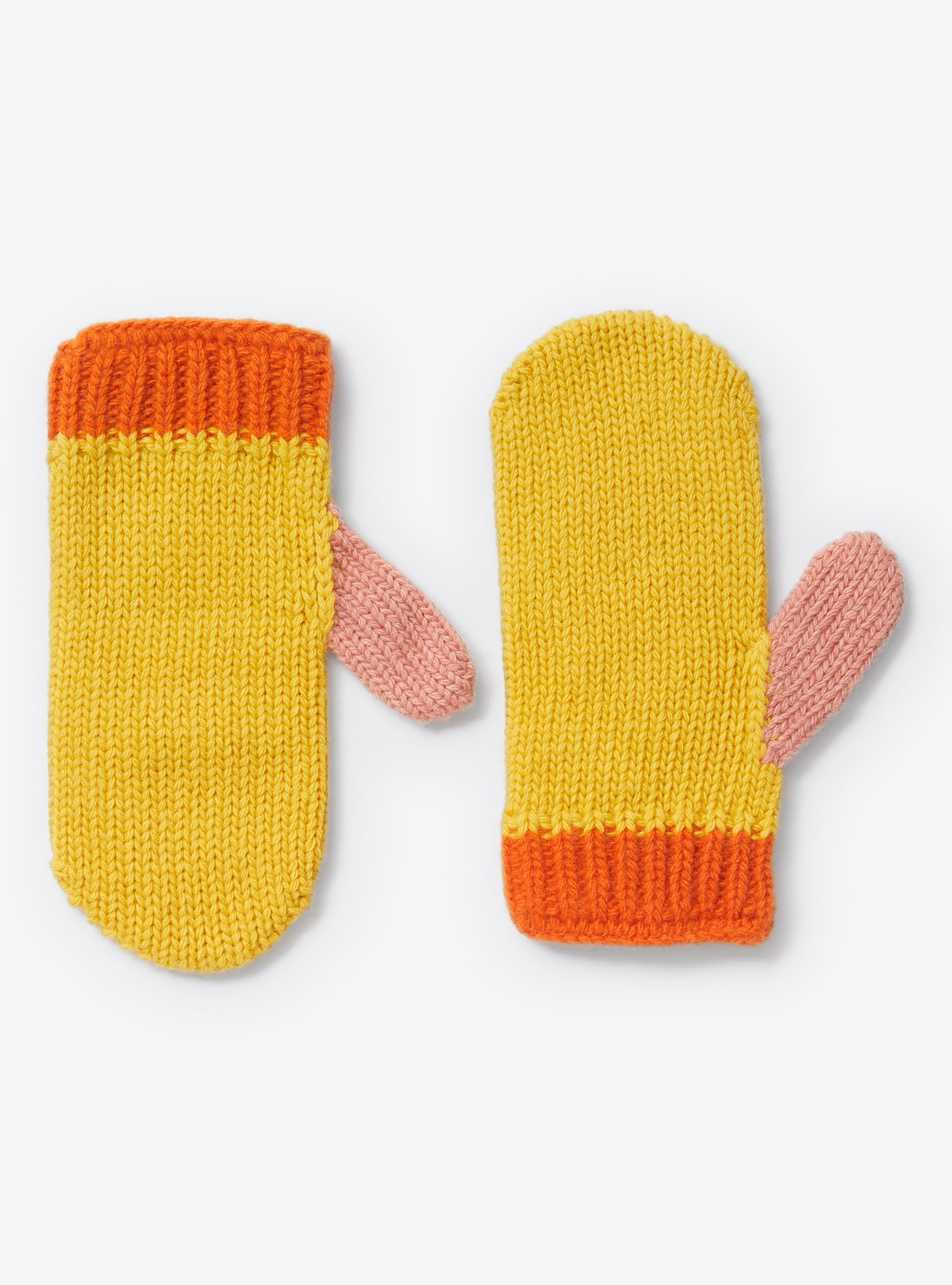Multicoloured merino wool mittens - Yellow | Il Gufo