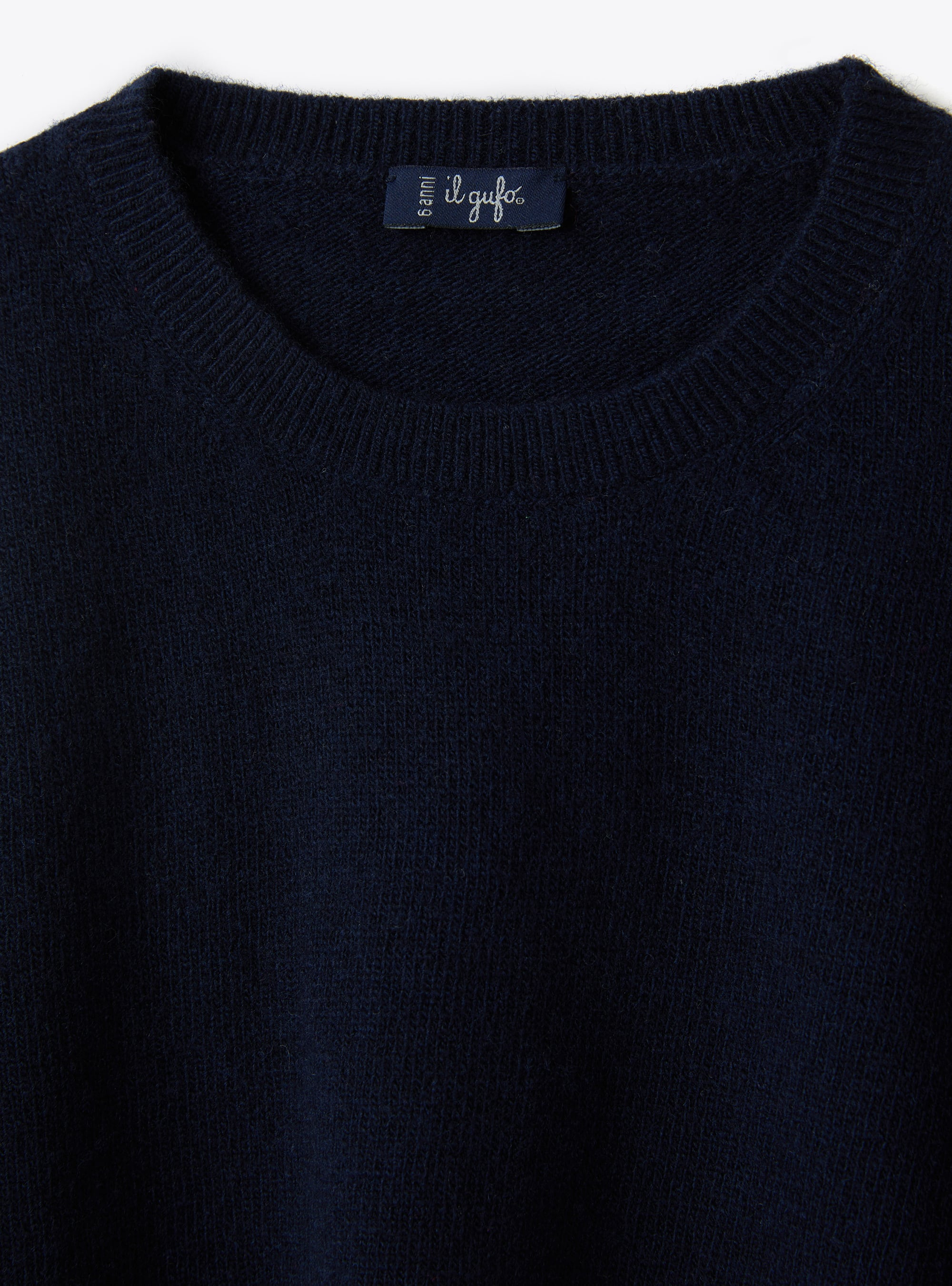 Maglia girocollo in lana blu - Blu | Il Gufo