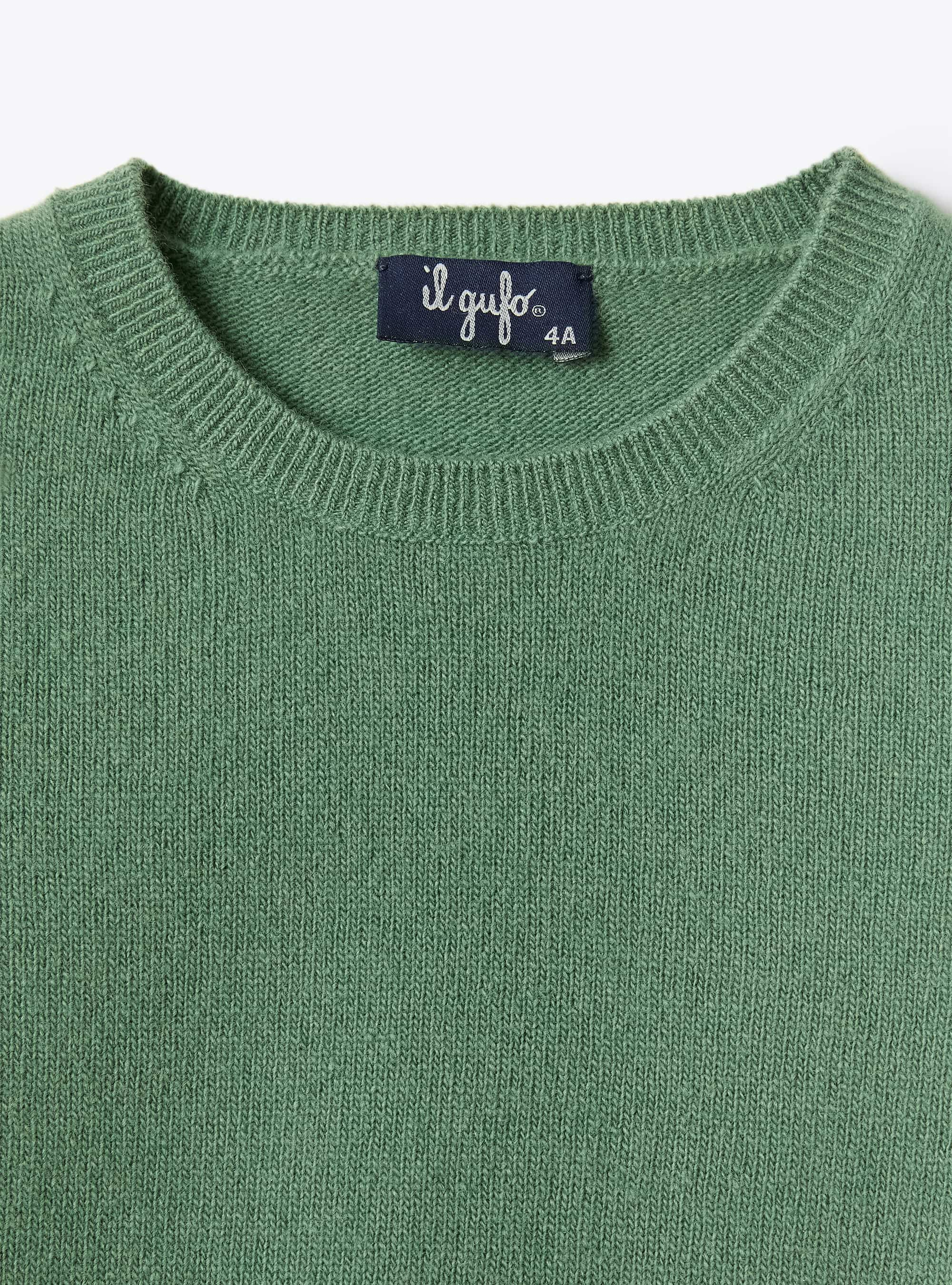 Maglia girocollo in lana verde - Verde | Il Gufo