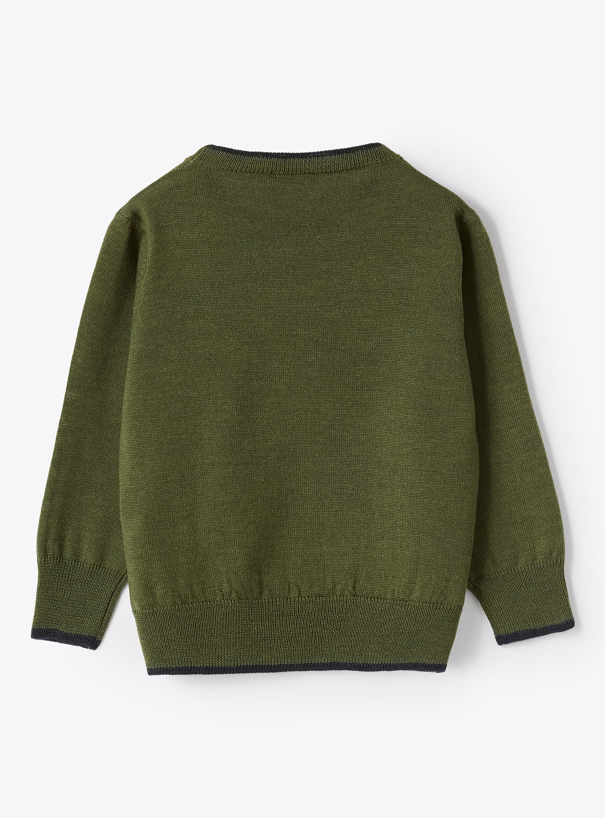 Contrast trim wool sweater - Green | Il Gufo