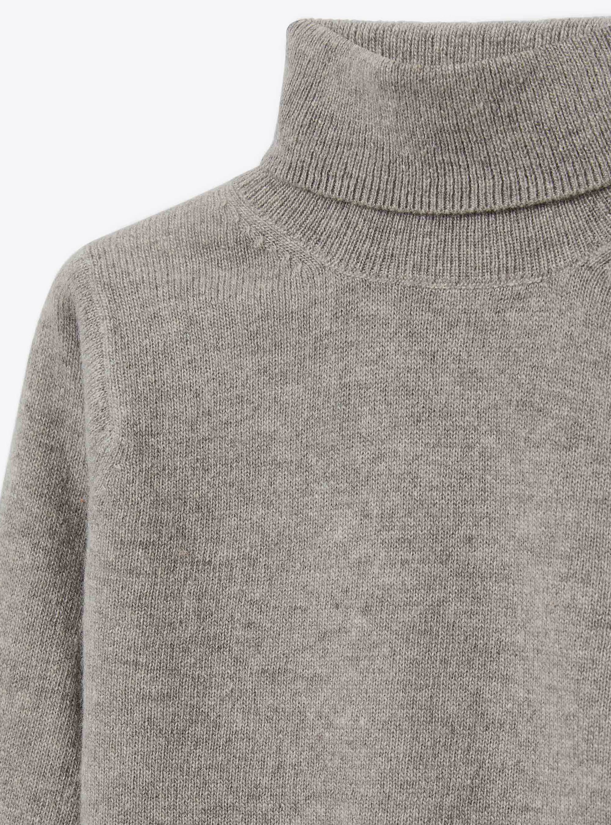 Grey merino wool turtleneck sweater - Grey | Il Gufo