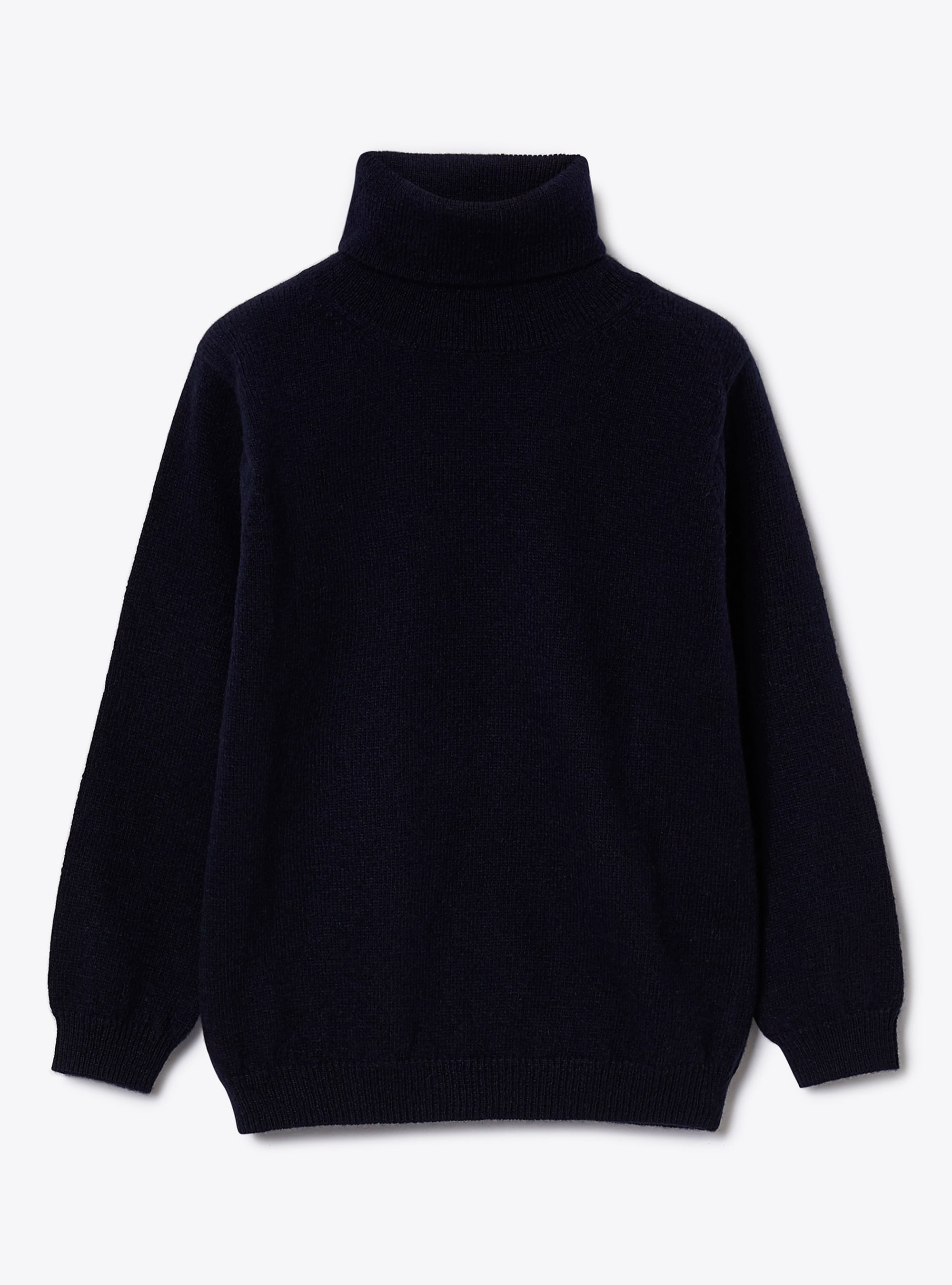 Navy merino wool turtleneck sweater - Blue | Il Gufo