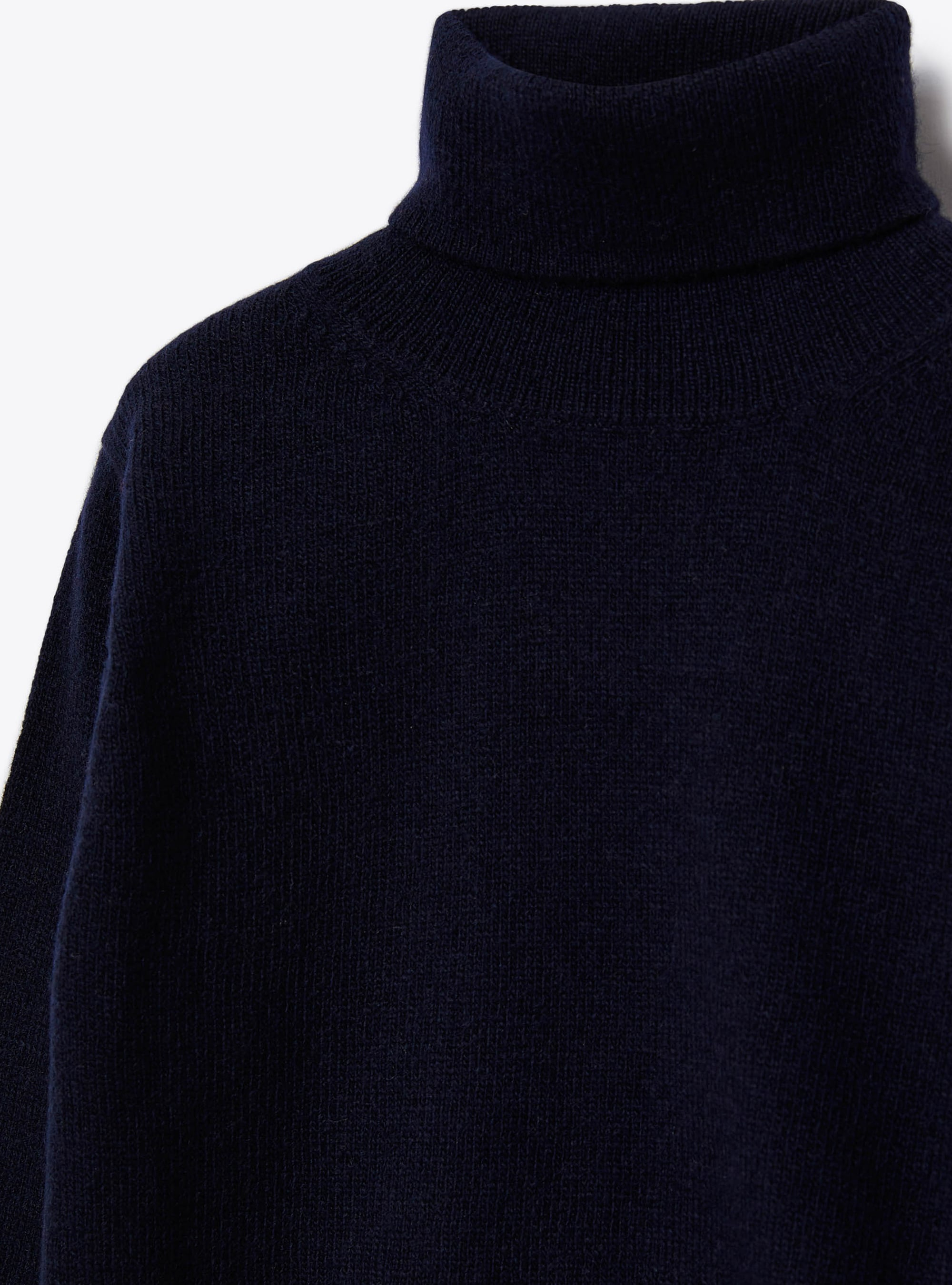 Navy merino wool turtleneck sweater - Blue | Il Gufo
