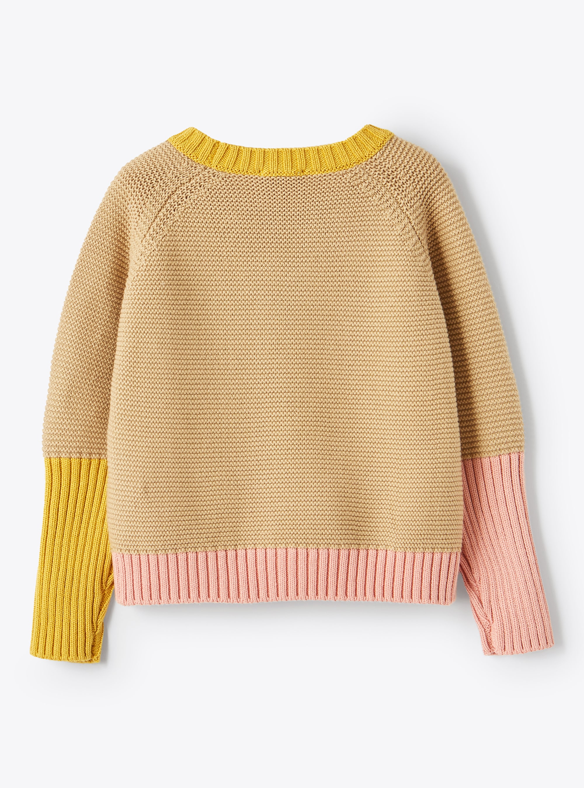 Colour-block cotton sweater - Beige | Il Gufo