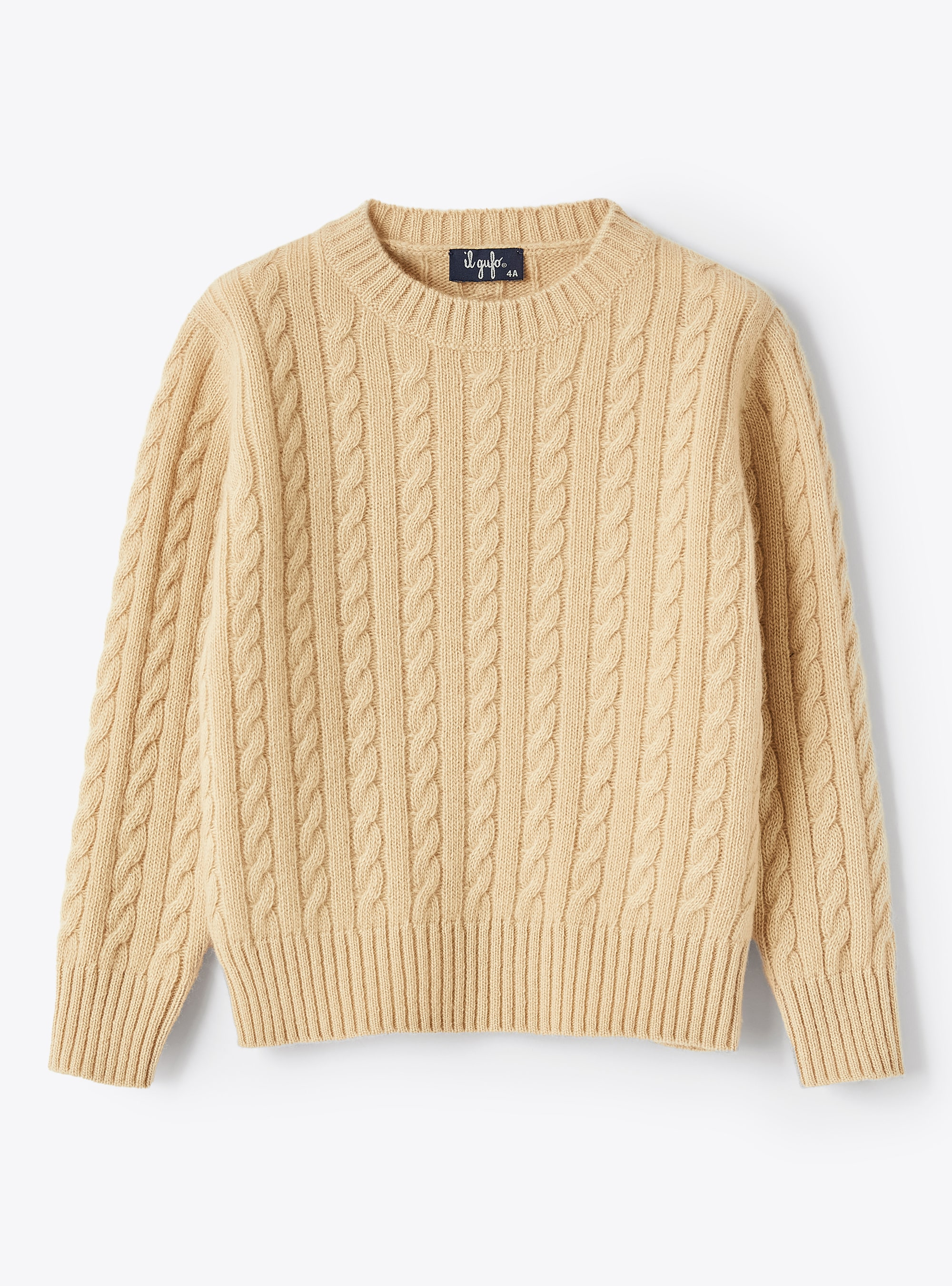 Beige cable knit wool sweater - Sweaters - Il Gufo