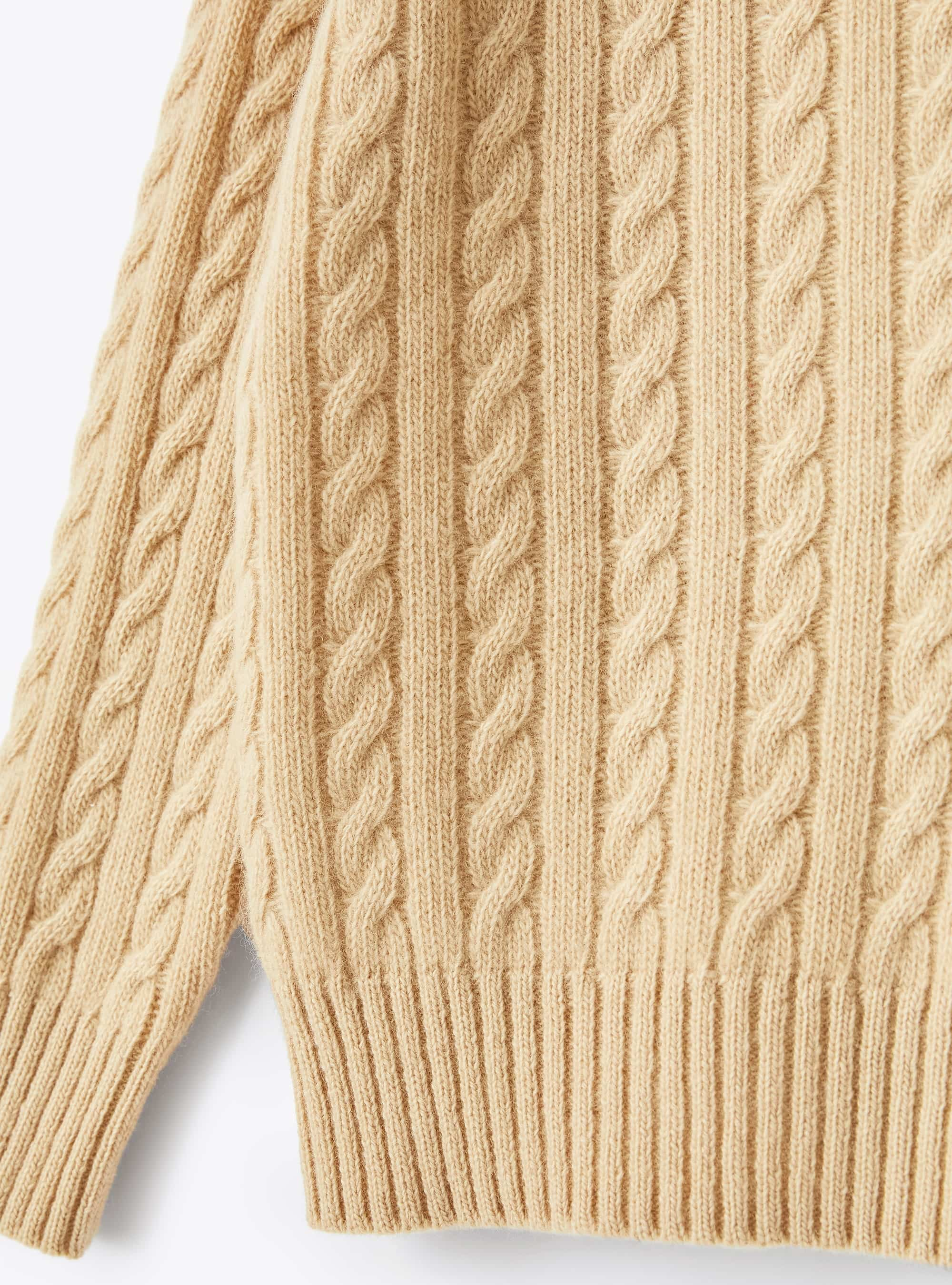 Beige cable knit wool sweater - Beige | Il Gufo