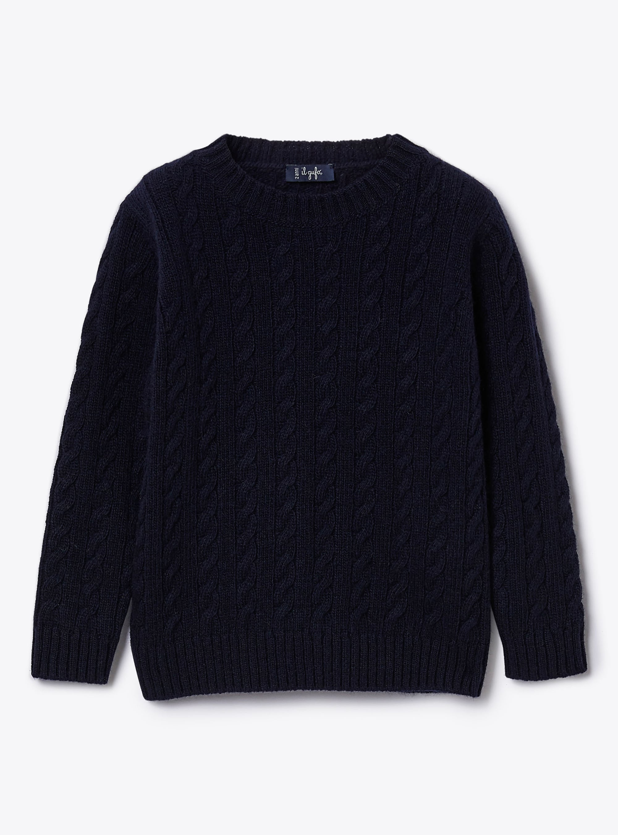 Maglione in lana blu con trecce - Blu | Il Gufo