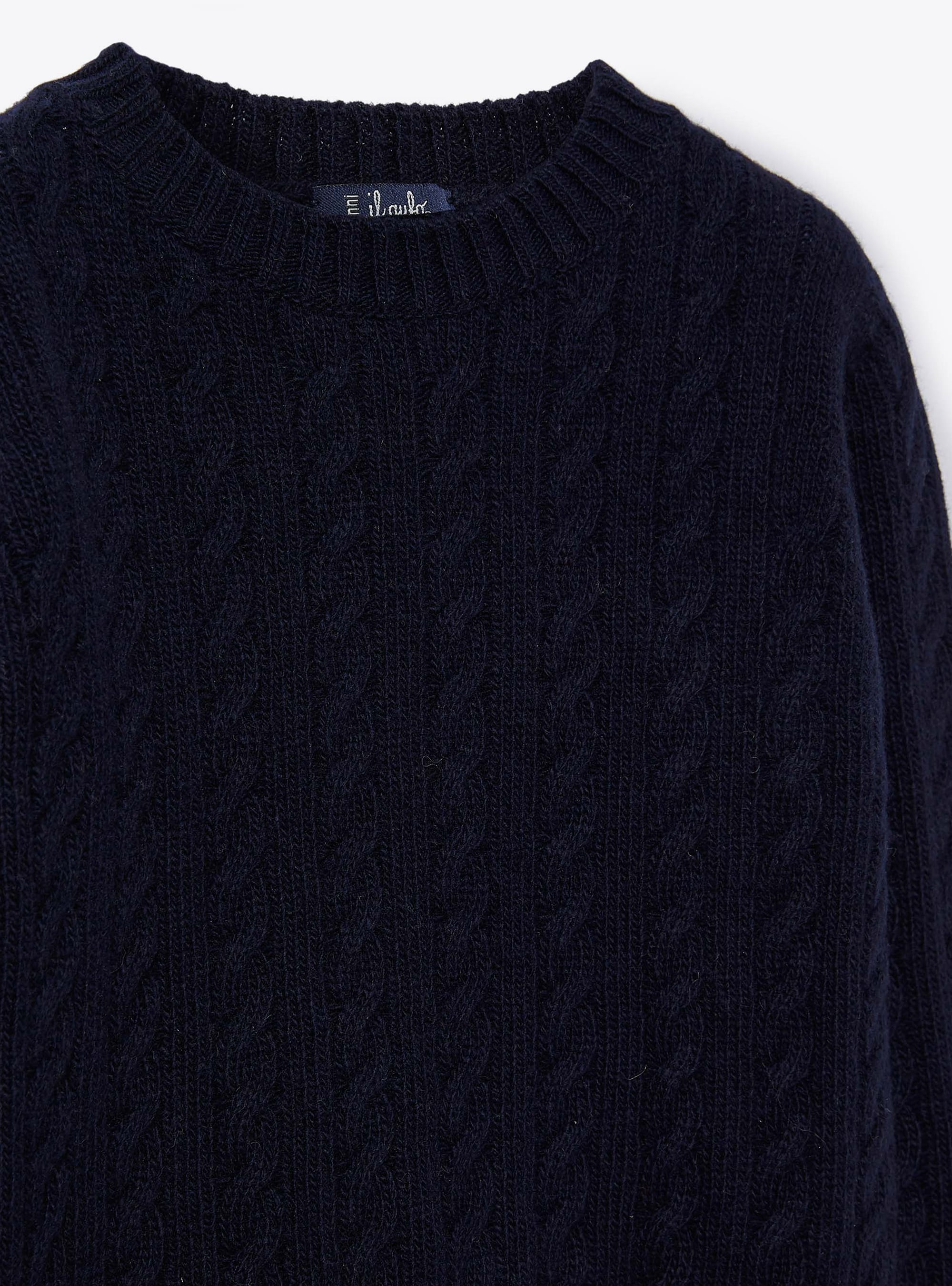 Maglione in lana blu con trecce - Blu | Il Gufo