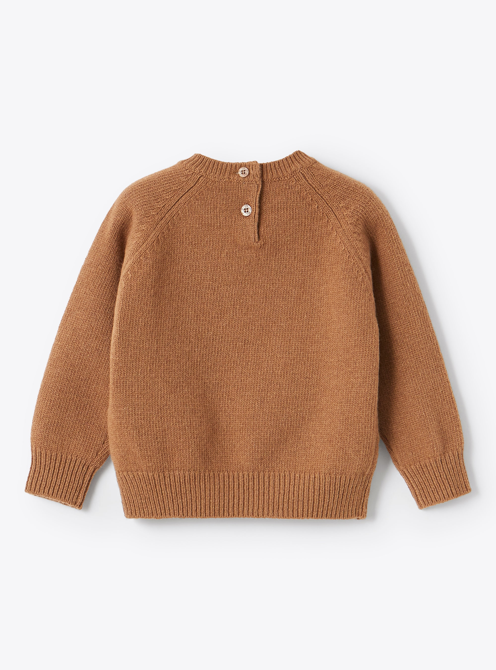 Brown wool sweater with teddy bear - Brown | Il Gufo