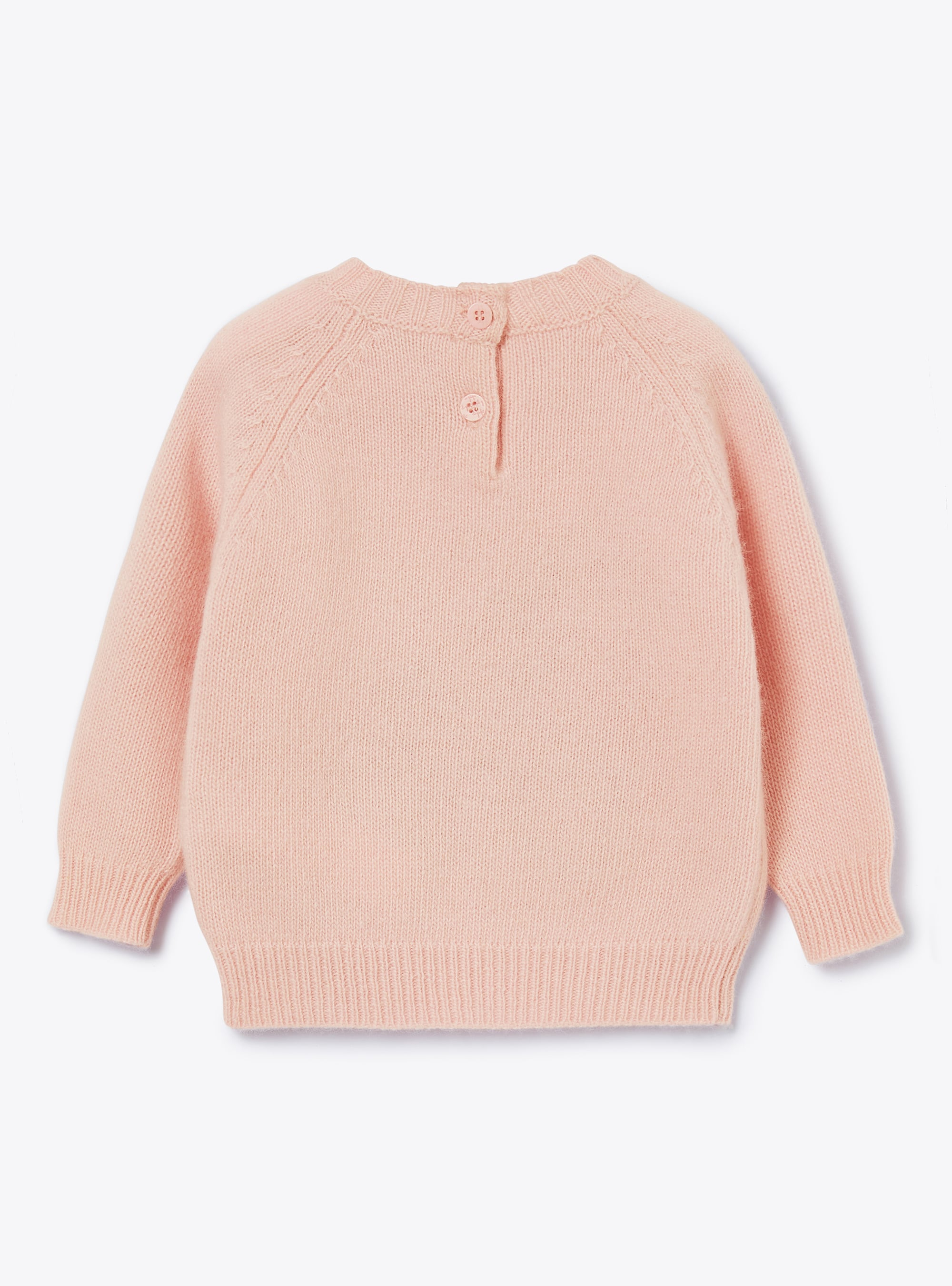 Pink wool sweater with teddy bear - Pink | Il Gufo